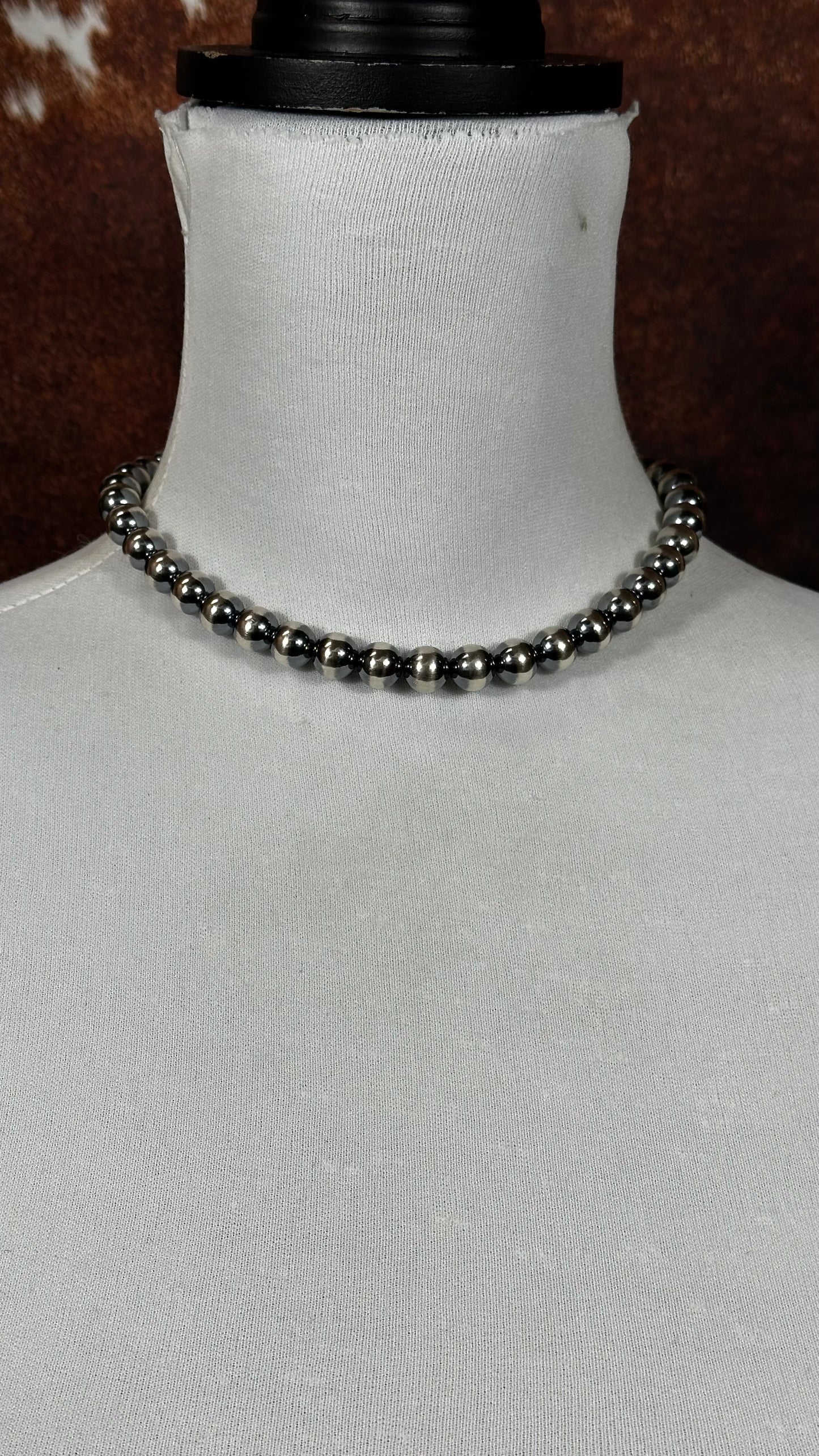16" 10mm "Navajo Style" Pearl Necklace