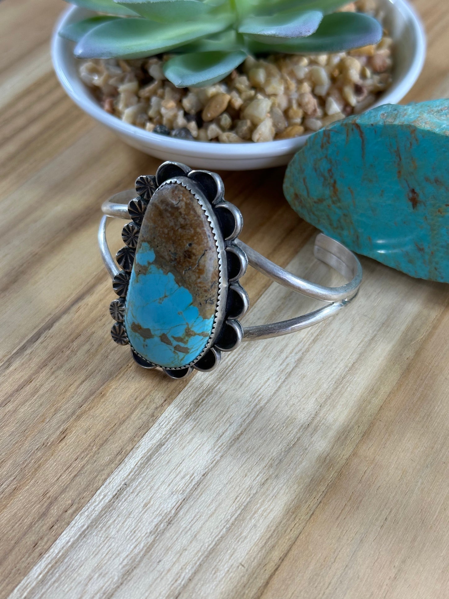 #8 Turquoise Single Stone Sterling Cuff