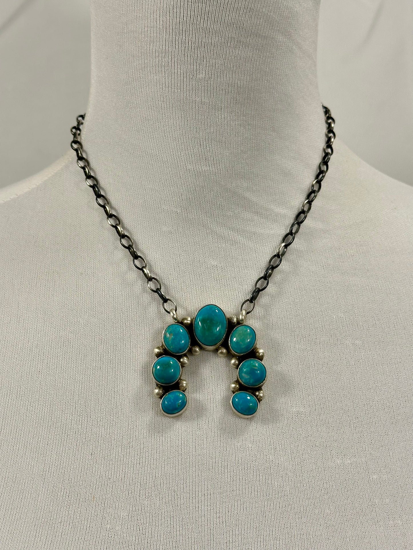 Kingman Turquoise Naja Cluster Pendant Necklace