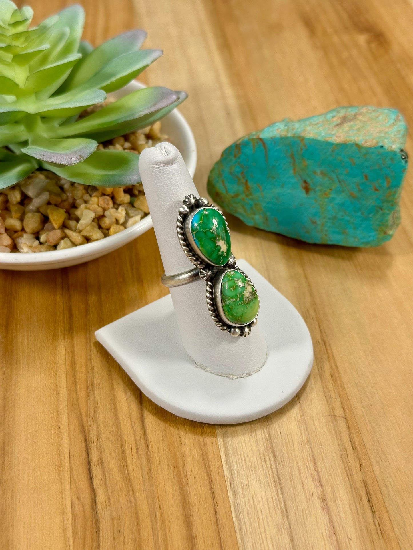 Sonoran Turquoise 2 Stone Sterling Silver Ring