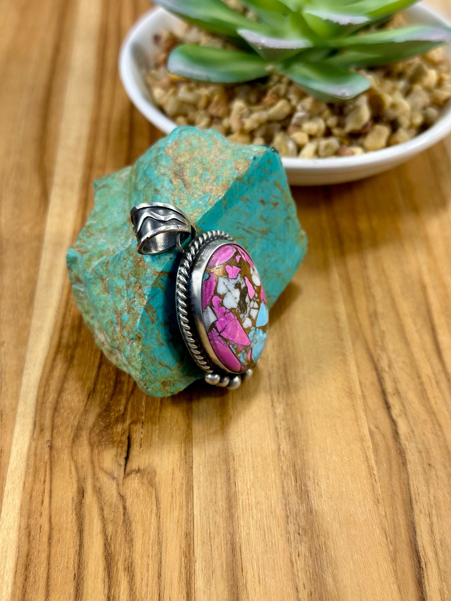 Cotton Candy Oval Sterling Silver Pendant