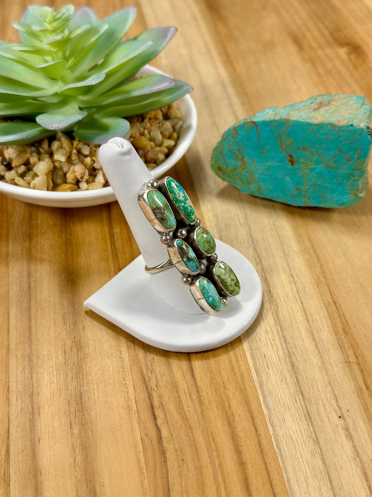 Sonoran Turquoise 6 Stone Sterling Silver Ring