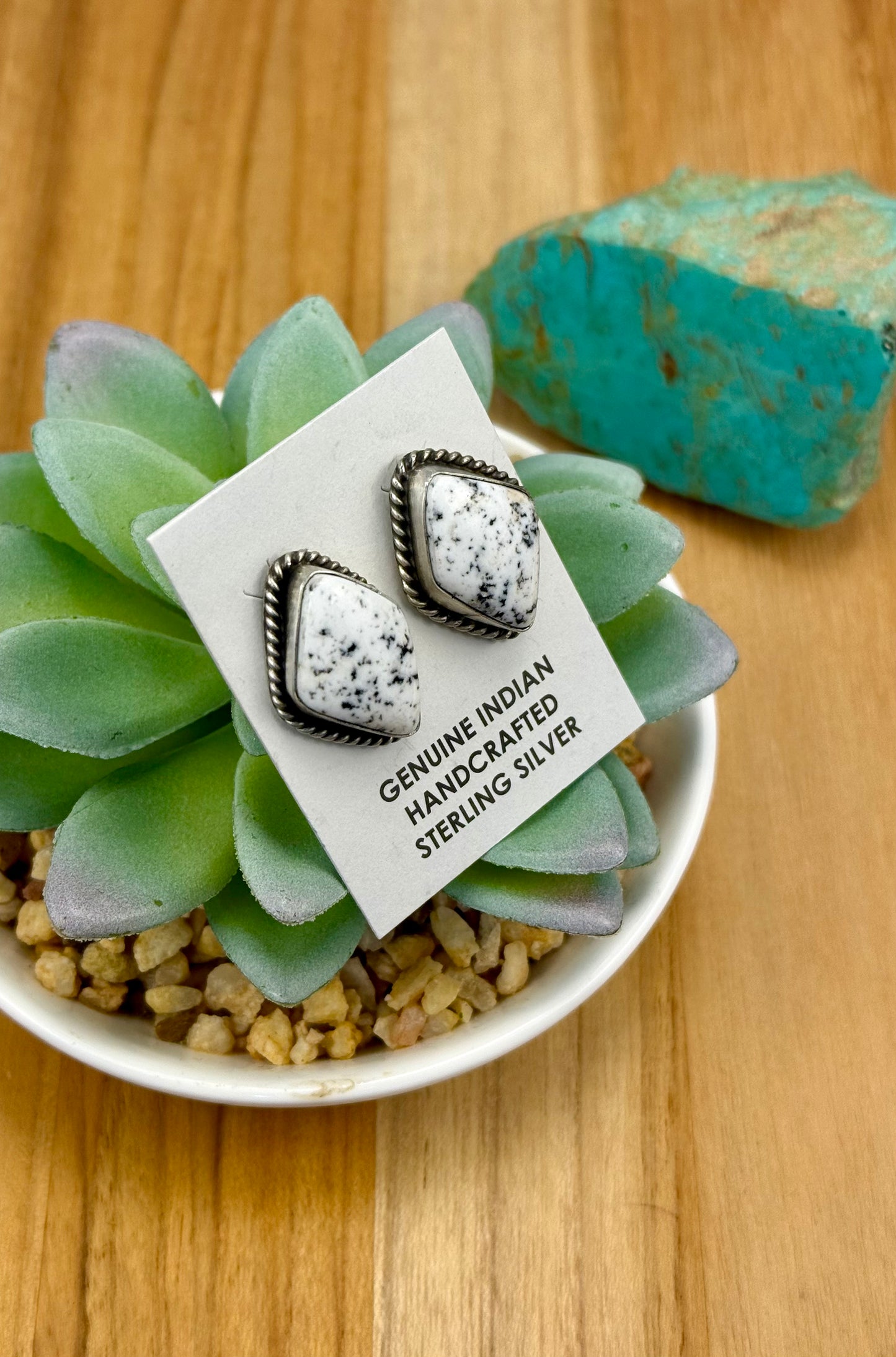 White Buffalo Sterling Stud Earrings