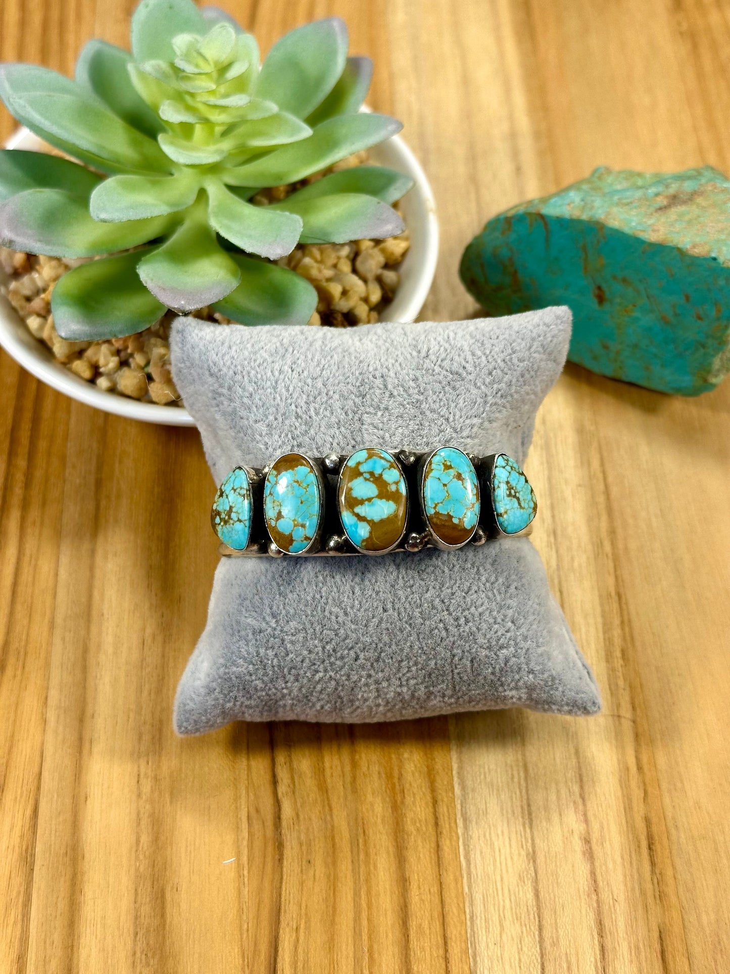 #8 5 Stone Sterling Silver Cuff Bracelet