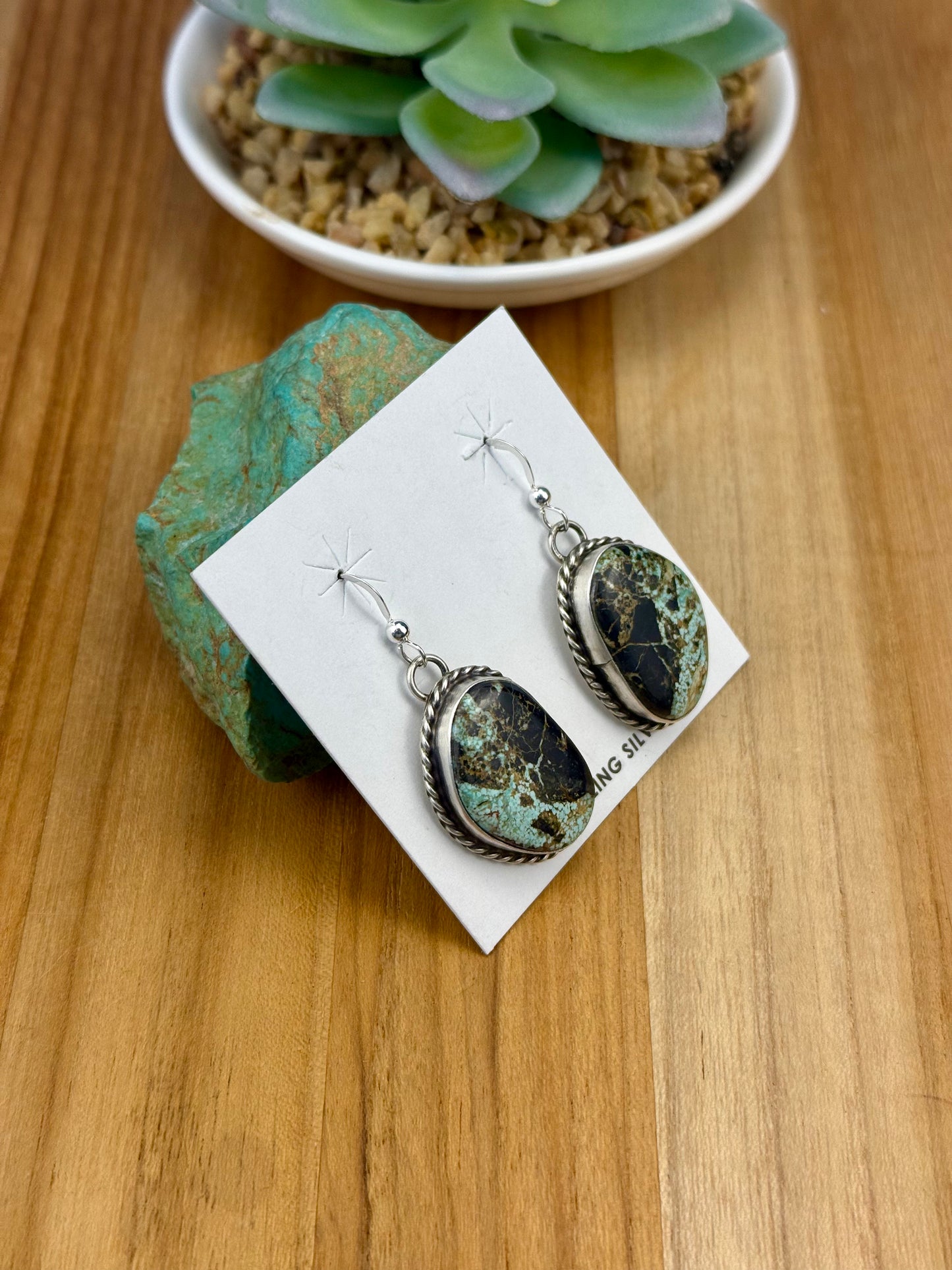 Black Jack Oval Dangle Earrings
