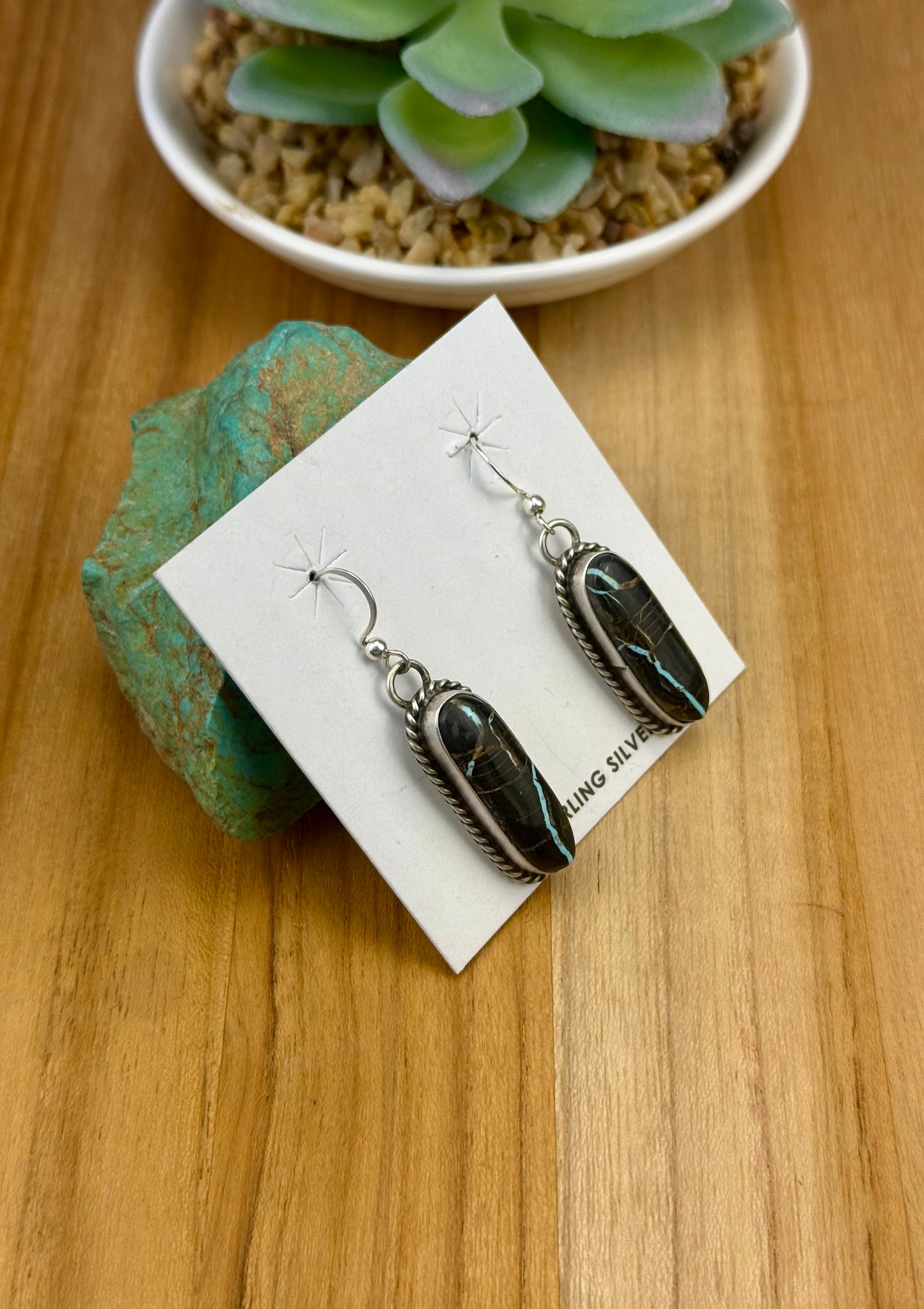 Black Jack Oval Dangle Earrings