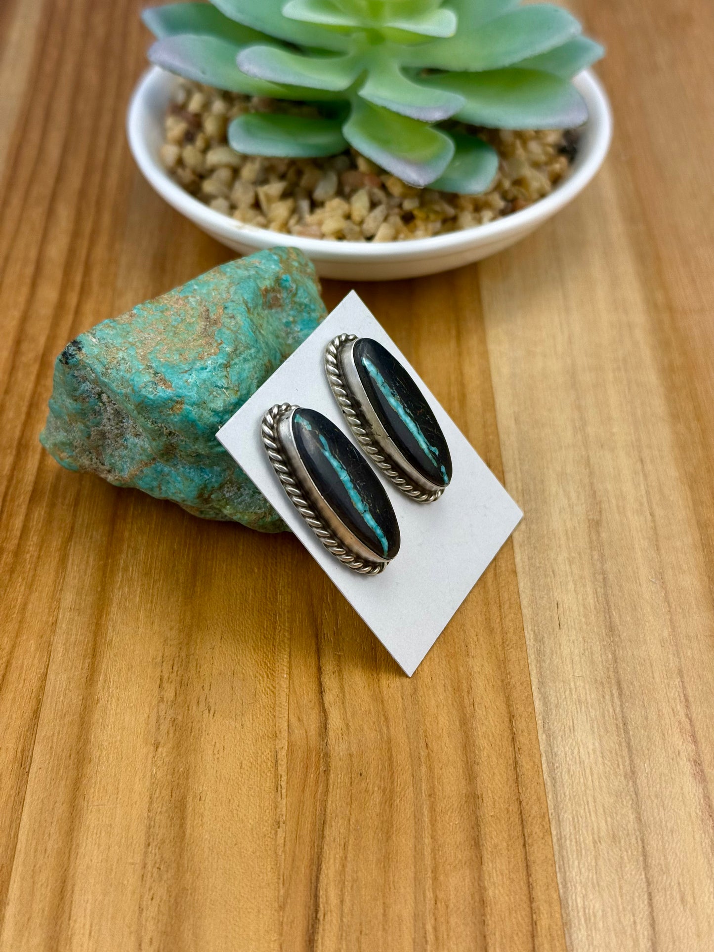 Black Jack Oval Stud Earrings
