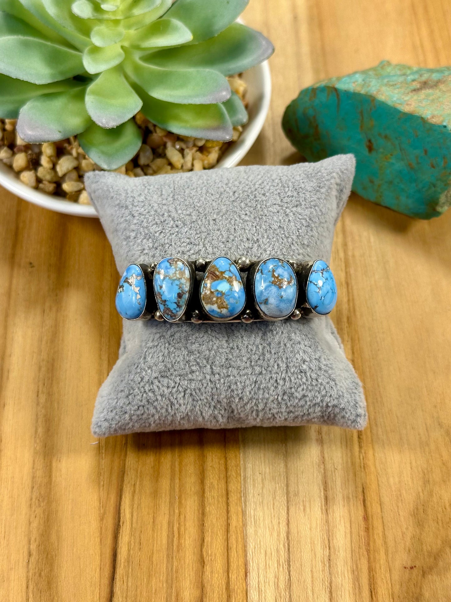 Golden Hills 5 Stone Sterling Silver Cuff Bracelet