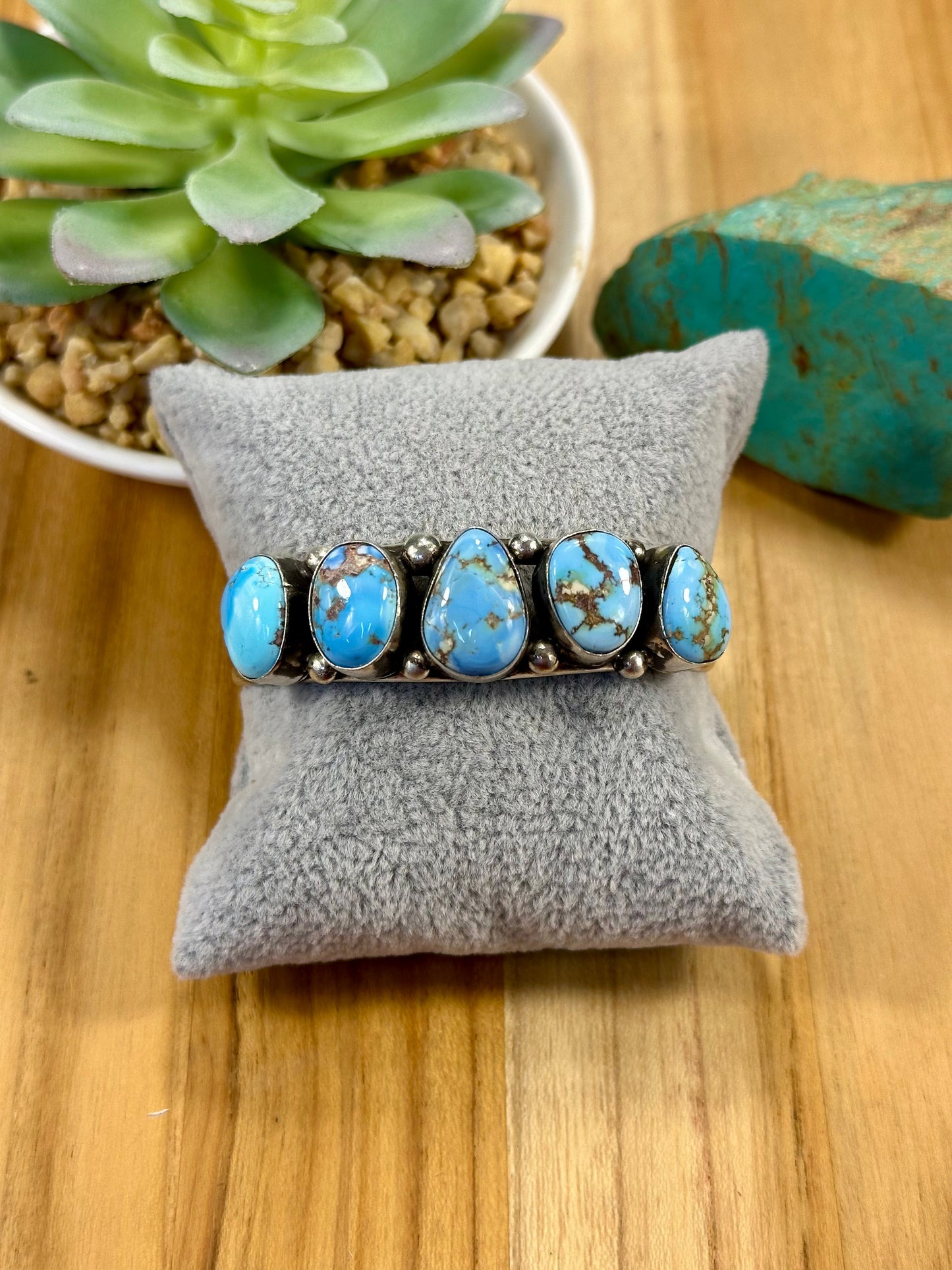 Golden Hills 5 Stone Sterling Silver Cuff Bracelet