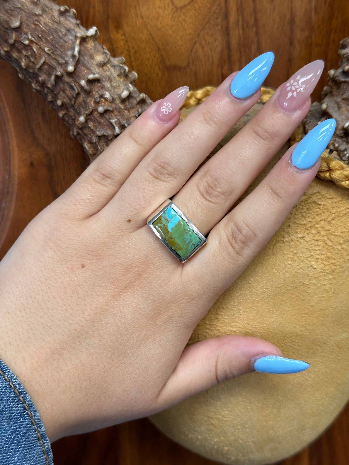 Signet Kingman Turquoise Inlay Rings