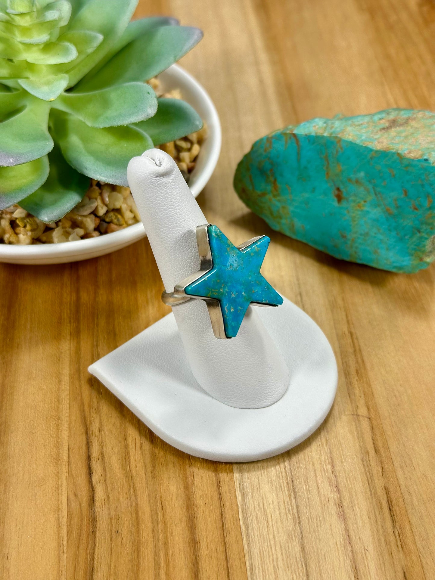 Kingman Turquoise Star Sterling Silver Ring