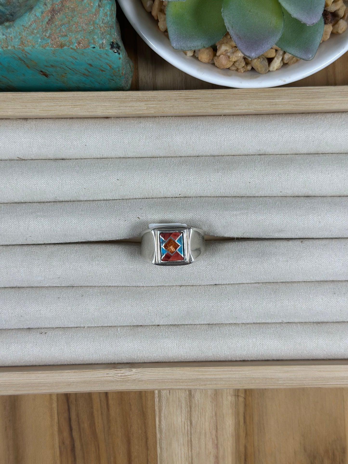 Multi Color Stone Men Inlay Ring