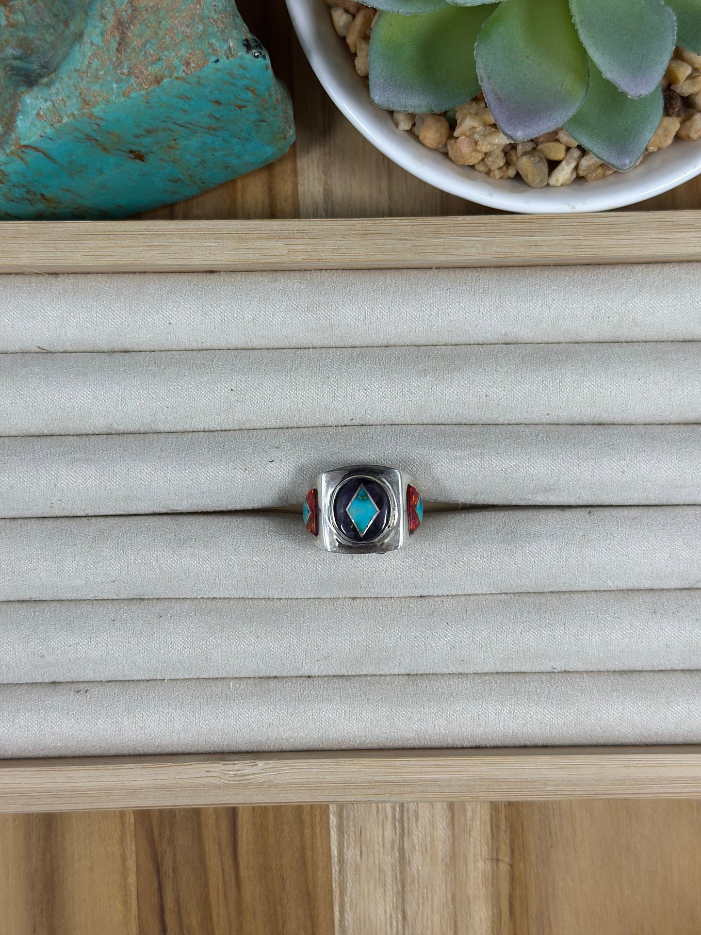 Unisex Multi Stone Inlay Ring