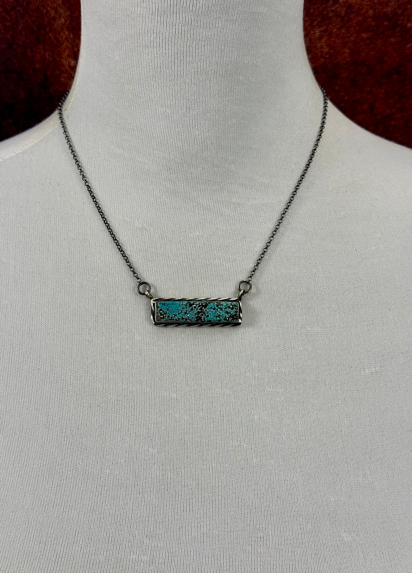 #8 Turquoise Sterling Bar Necklace