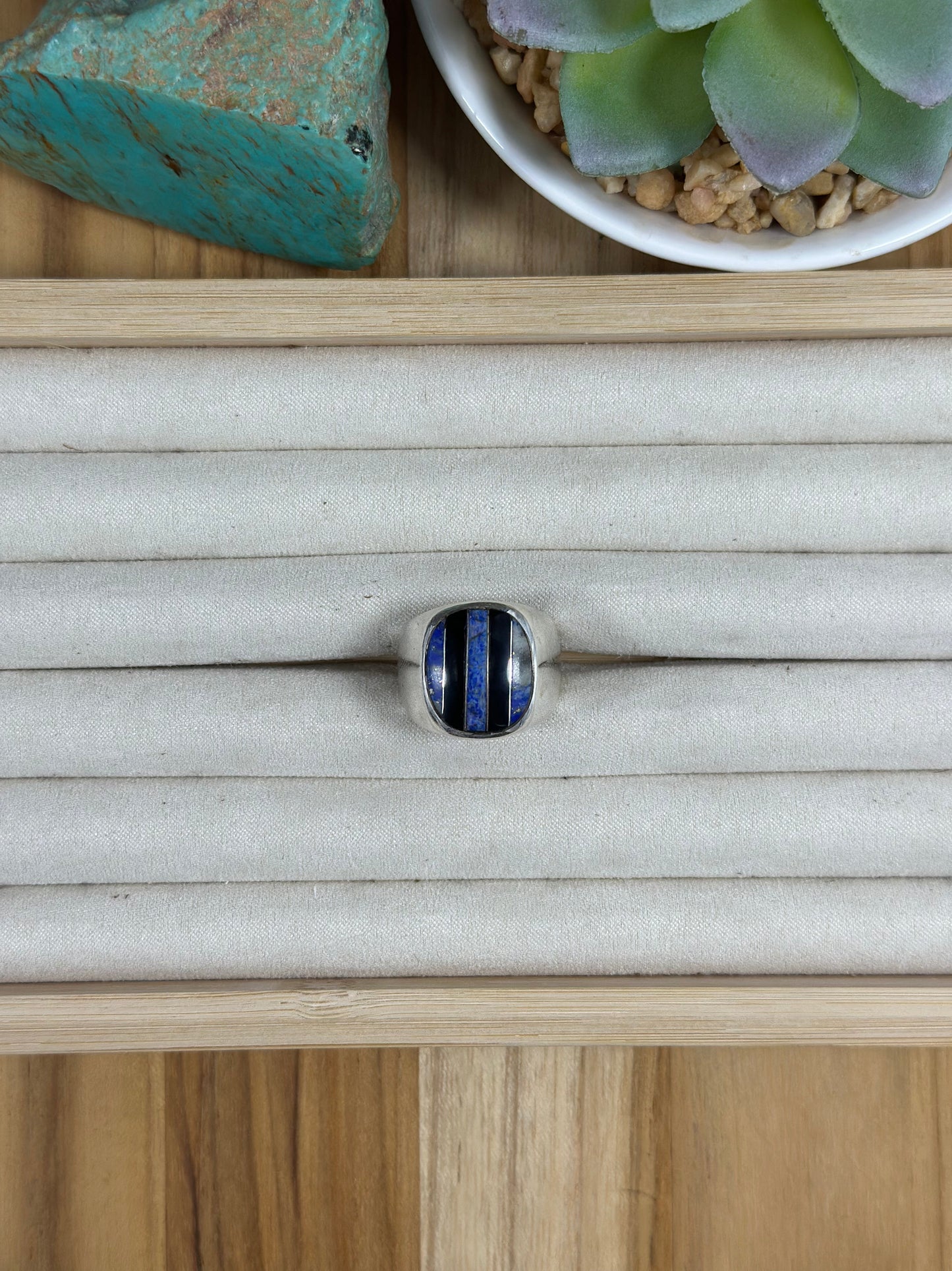 Multi Color Stone Mens Inlay Ring