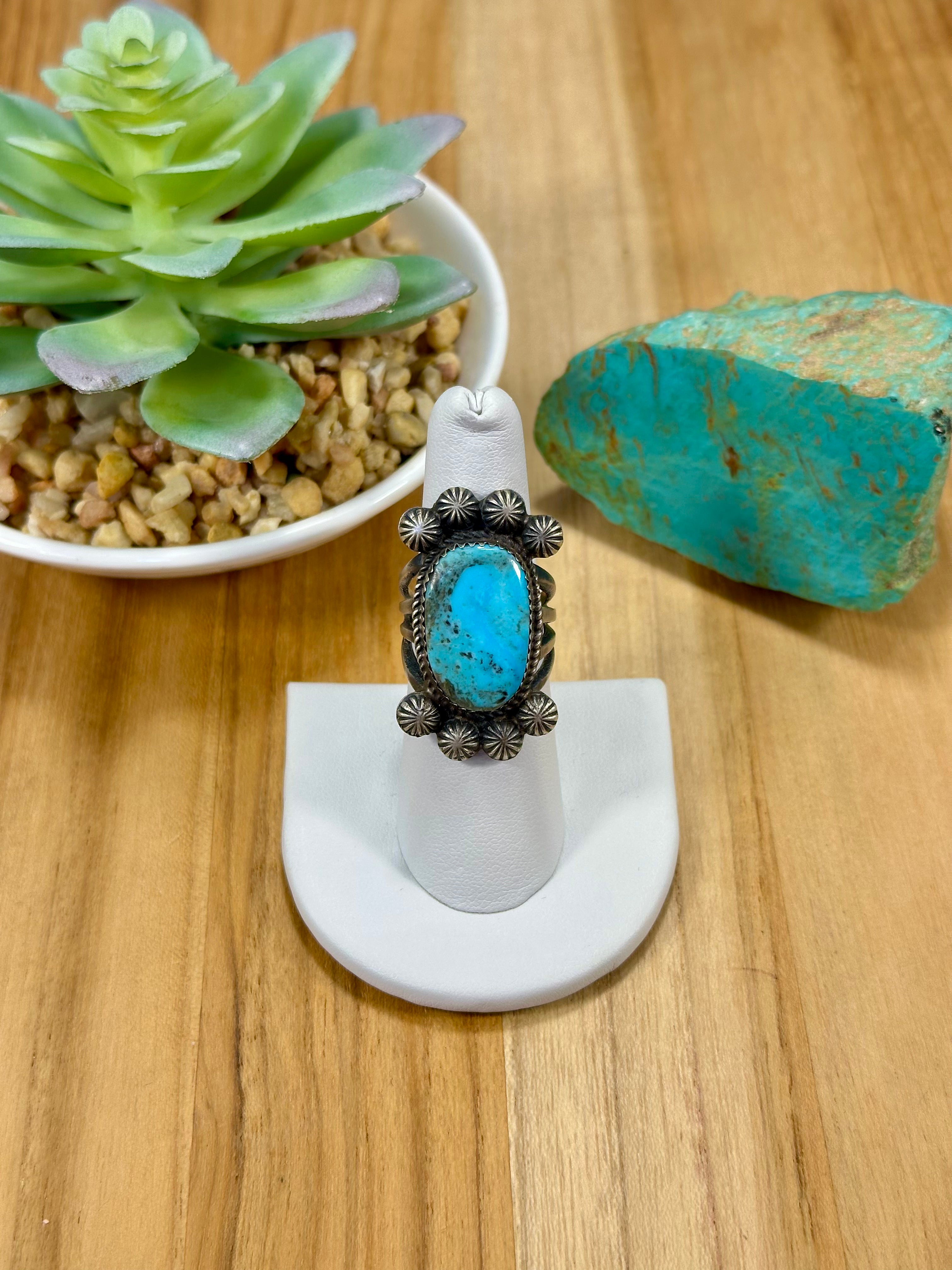 Kingman Turquoise Oval Sterling Silver Ring – Live Roadshow 505