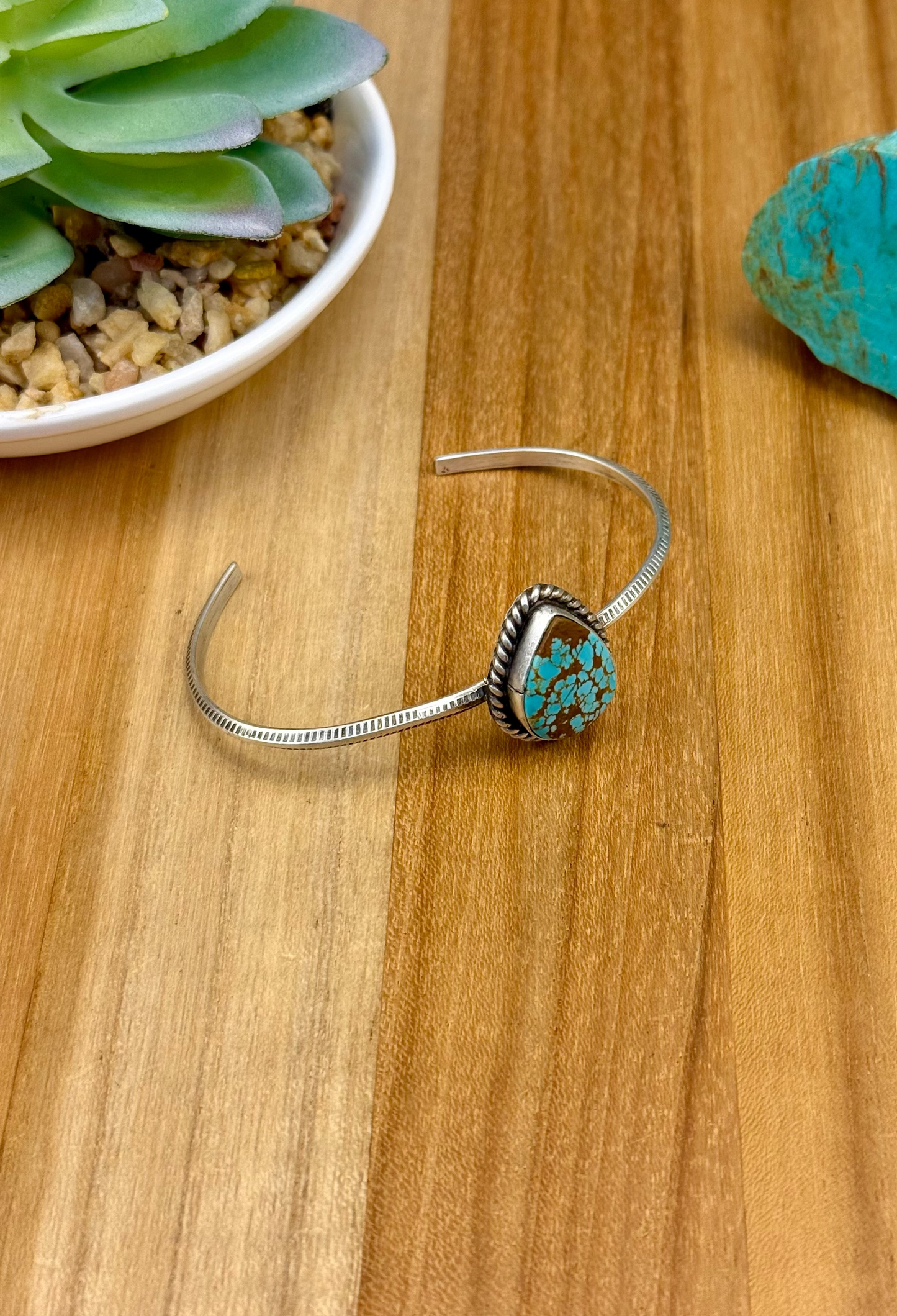 #8 Turquoise Teardrop Sterling Cuff