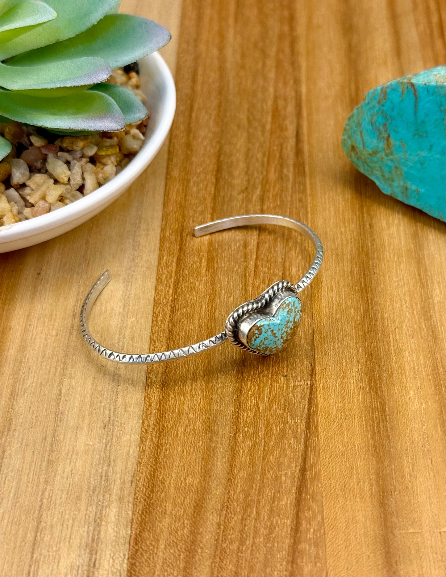 #8 Turquoise Heart Sterling Cuff