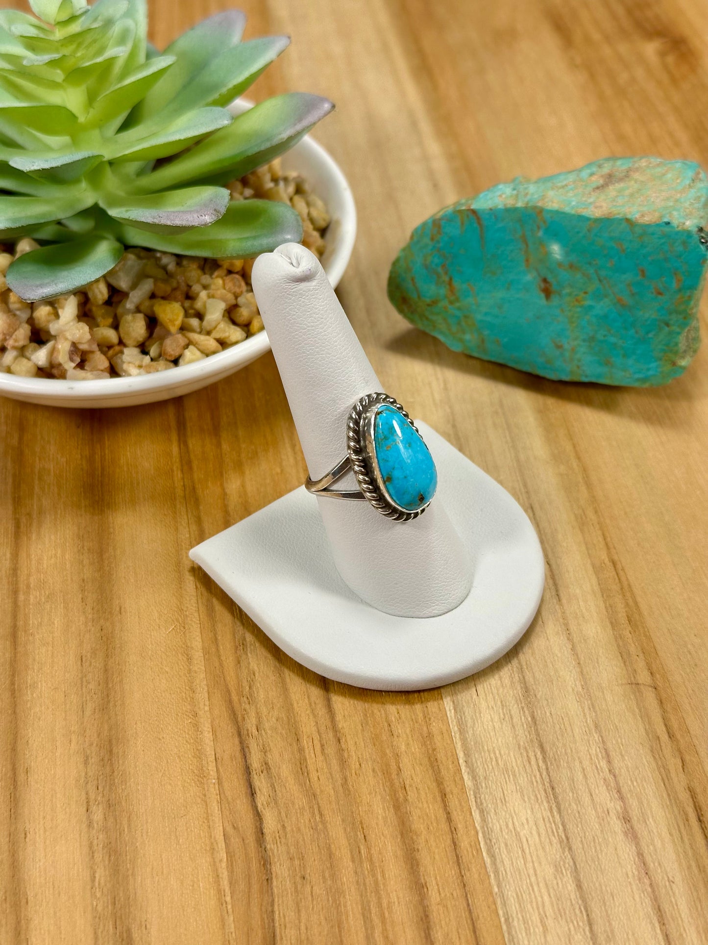 Kingman Turquoise Teardrop Sterling Silver Ring