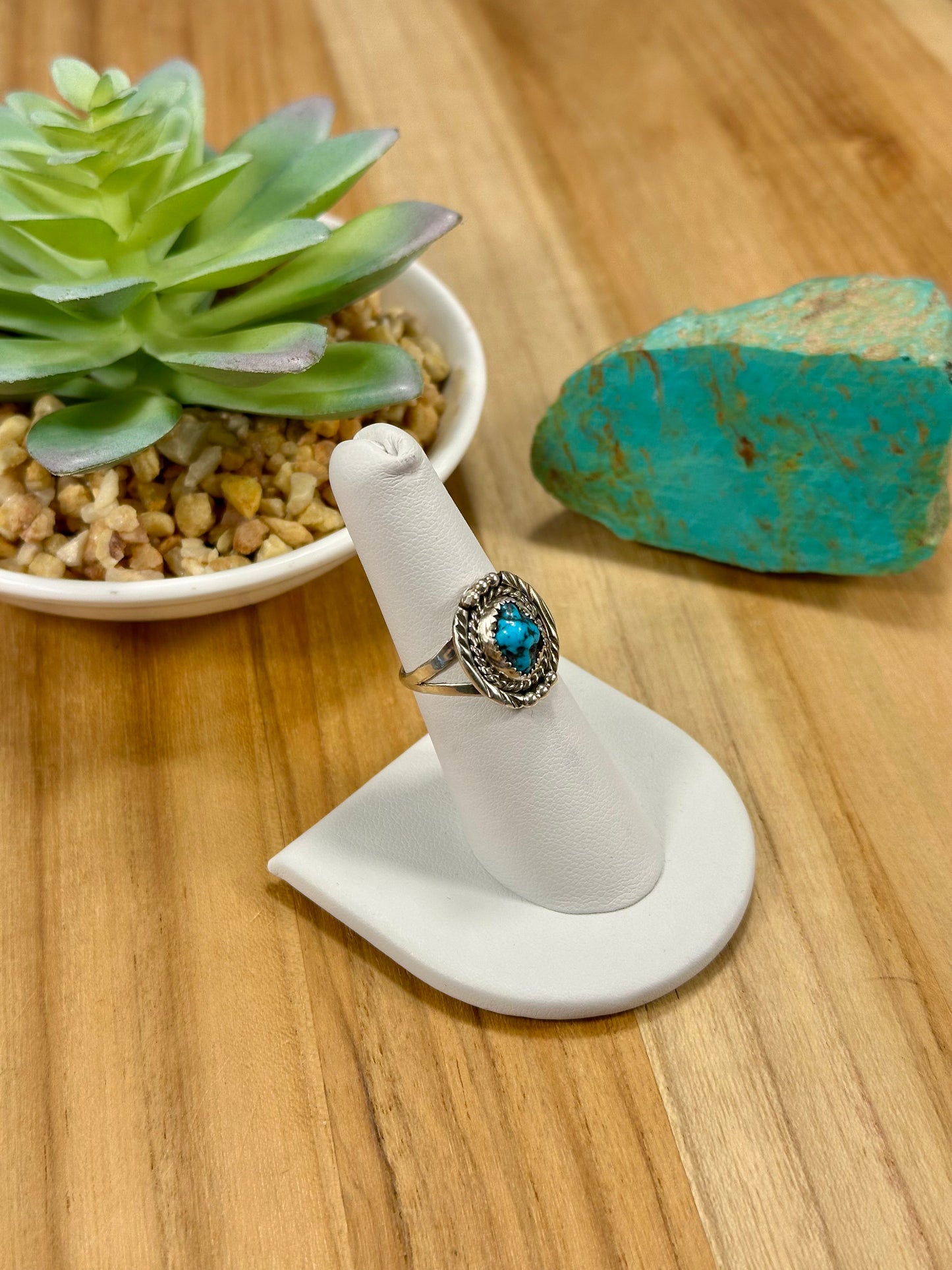Kingman Turquoise Single Stone Sterling Silver Ring