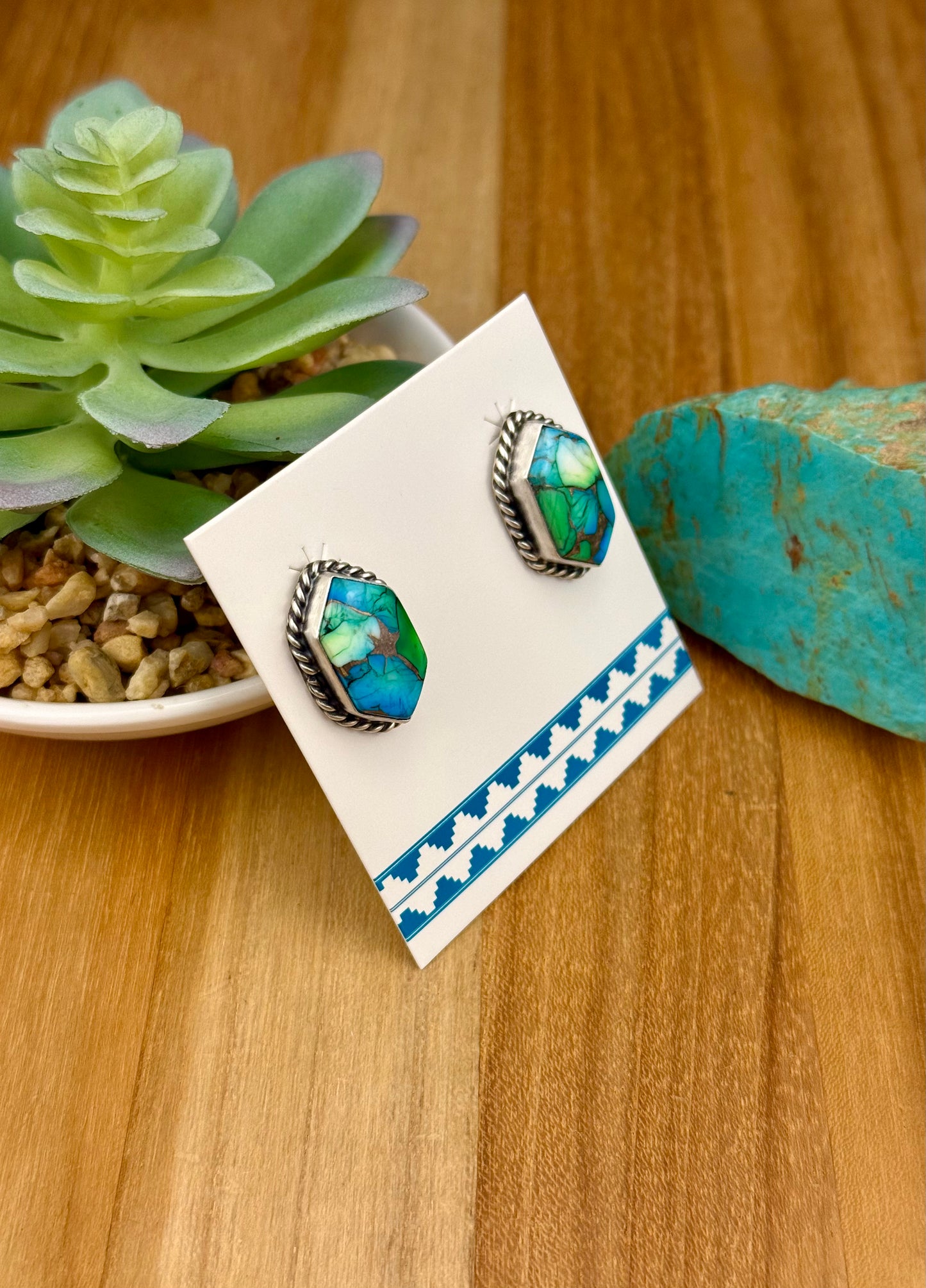 Peacock Dahlia Diamond Stud Earrings