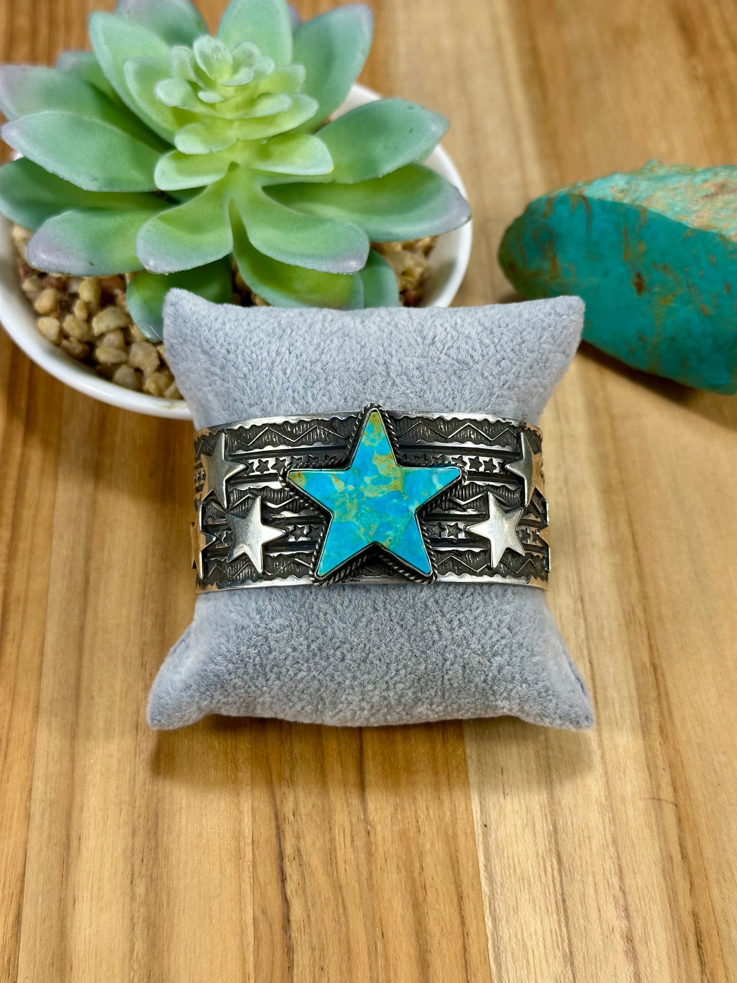 Kingman Turquoise Star Sterling Silver Cuff Bracelet