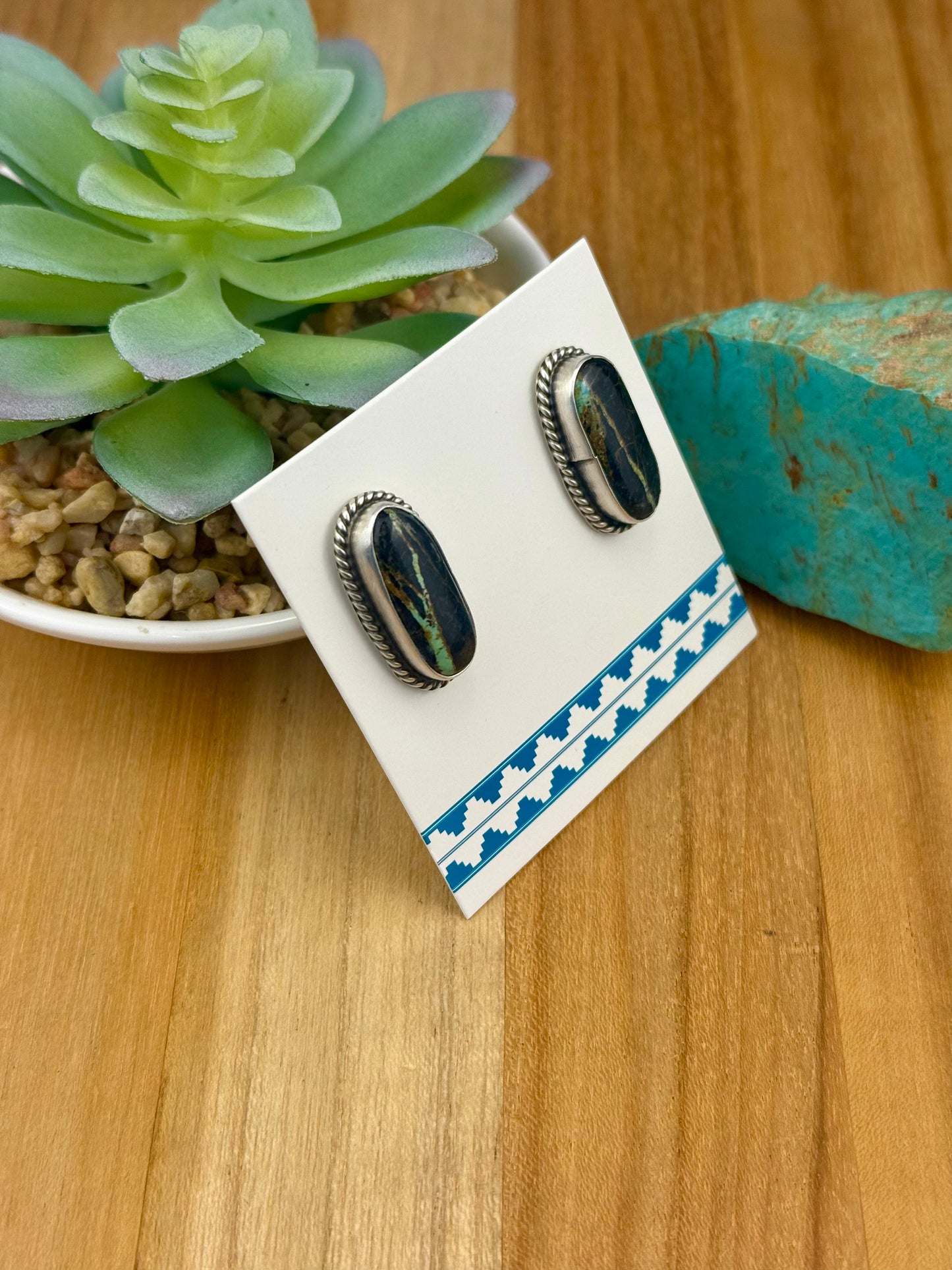 Blackjack Turquoise Oval Stud Earrings