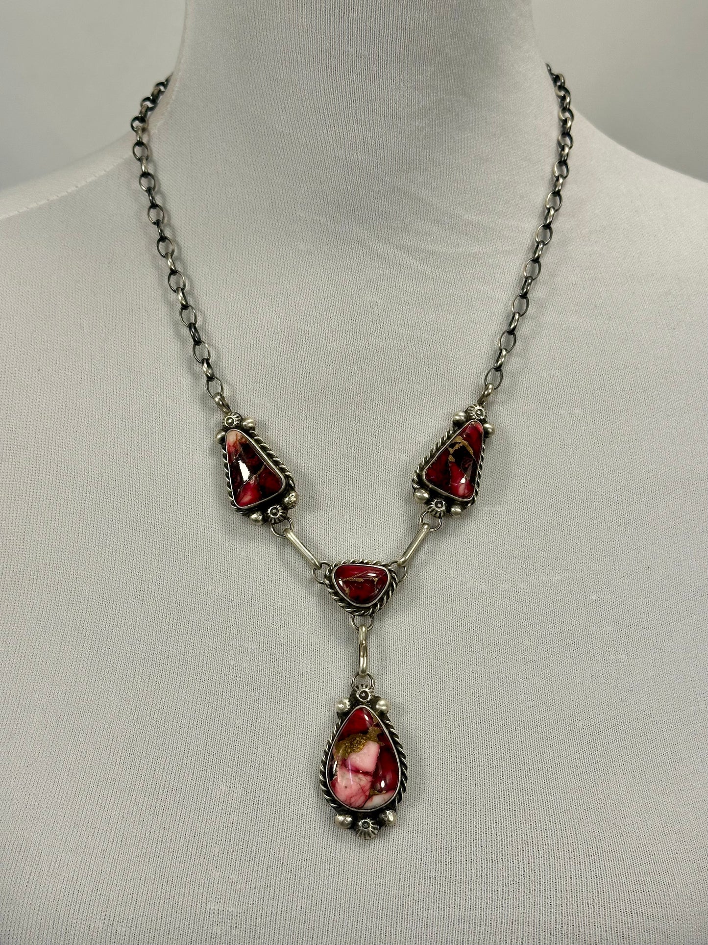 Dahlia Rose Sterling Silver Lariat Necklace & Earring Set