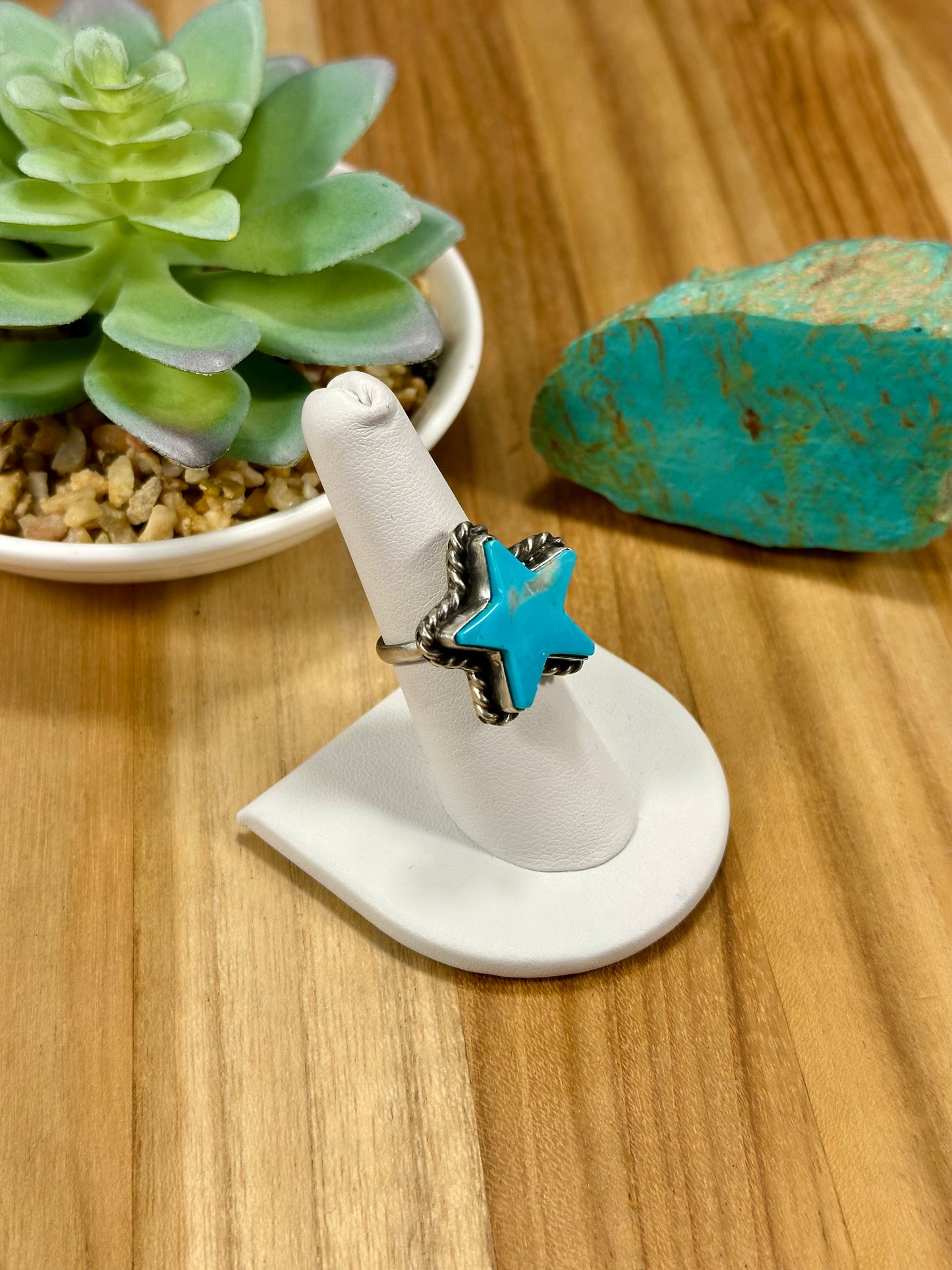 Kingman Turquoise Star Sterling Silver Ring
