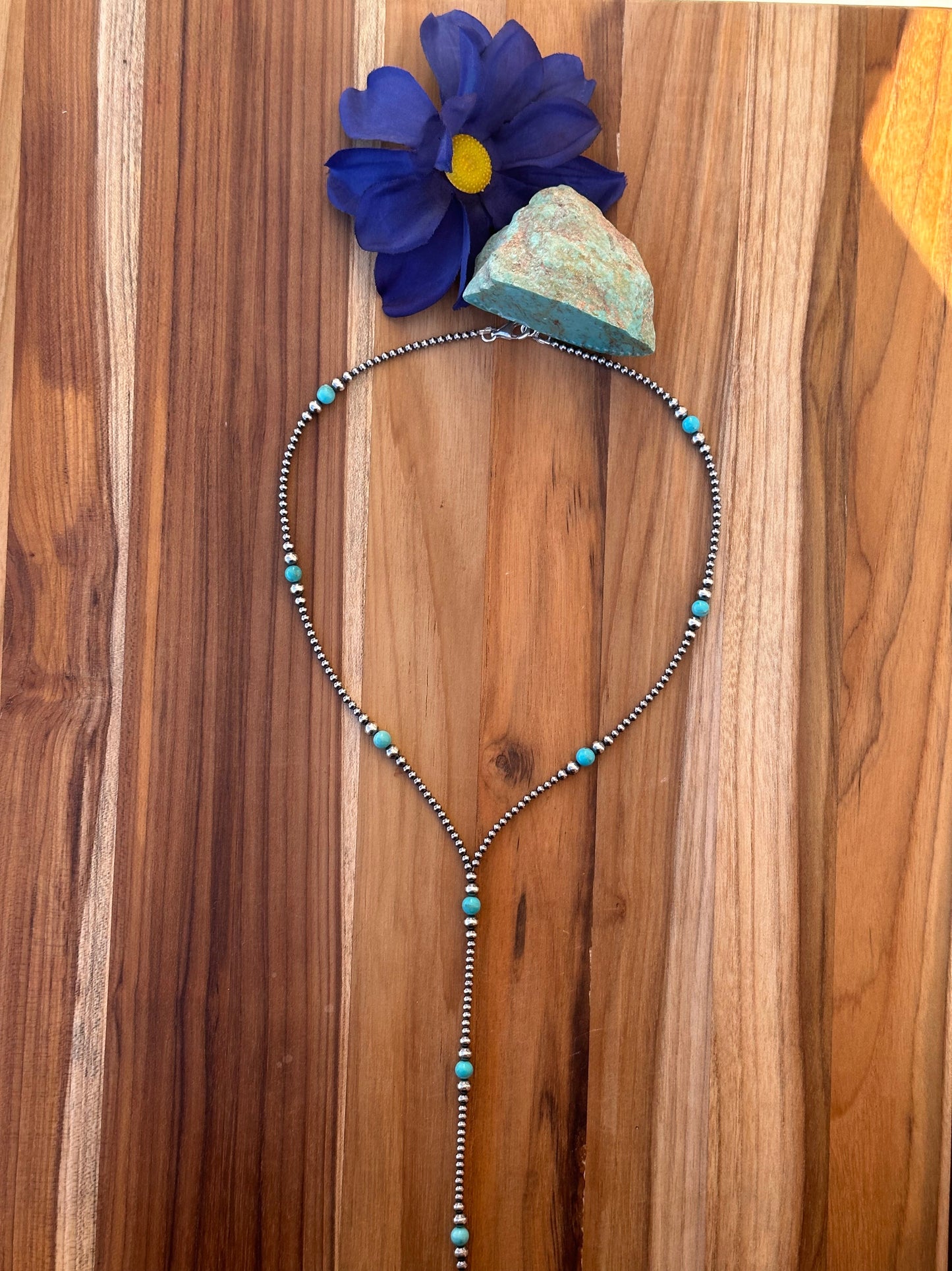 20" Navajo Style Pearl and Turquoise Tassel
