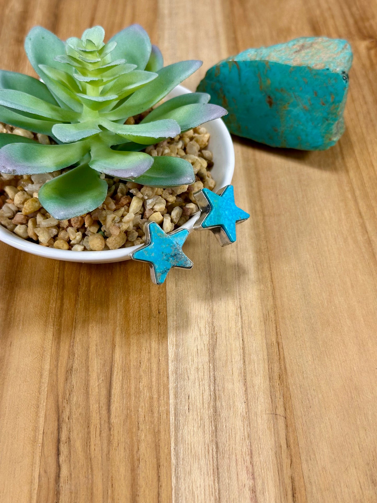 Kingman Turquoise Star Sterling Silver Earrings