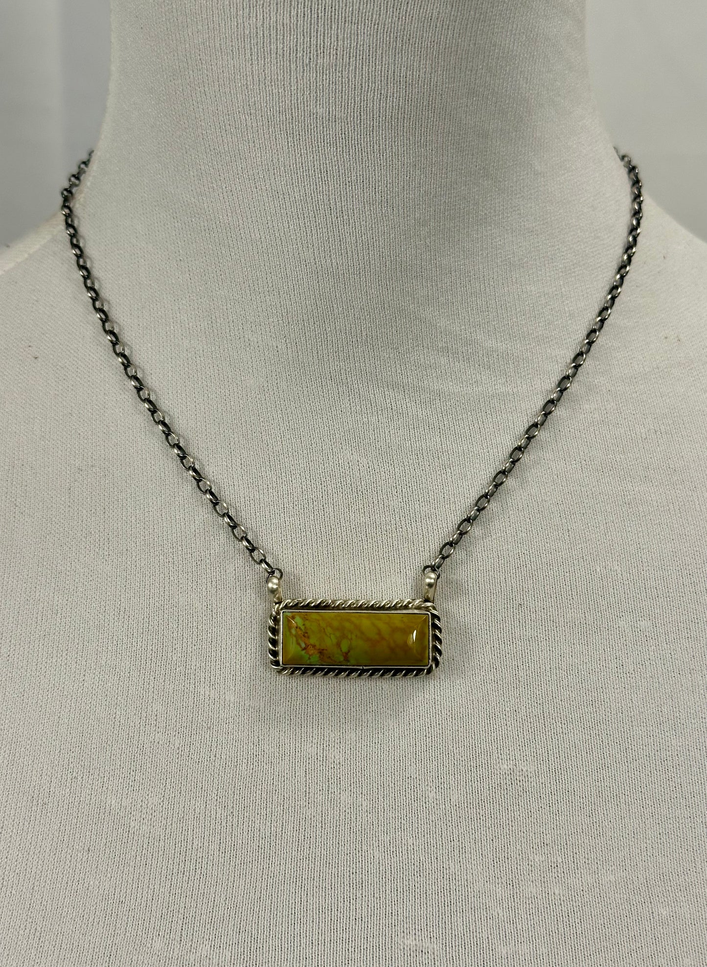 Kingman Turquoise Bar Sterling Silver Necklace