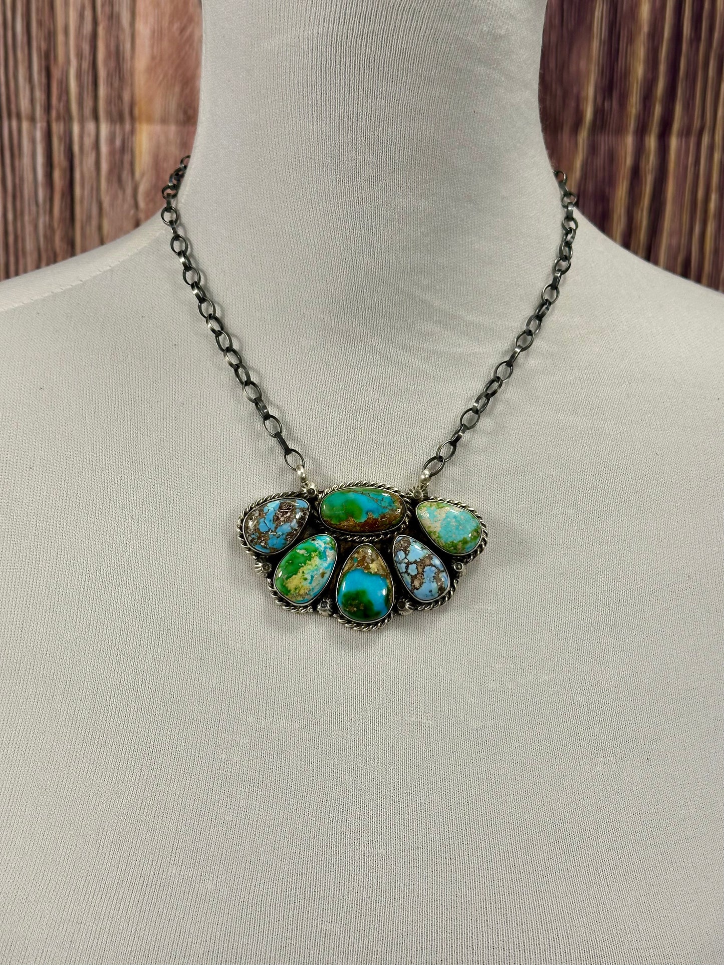 Multi Color Half Cluster Necklace
