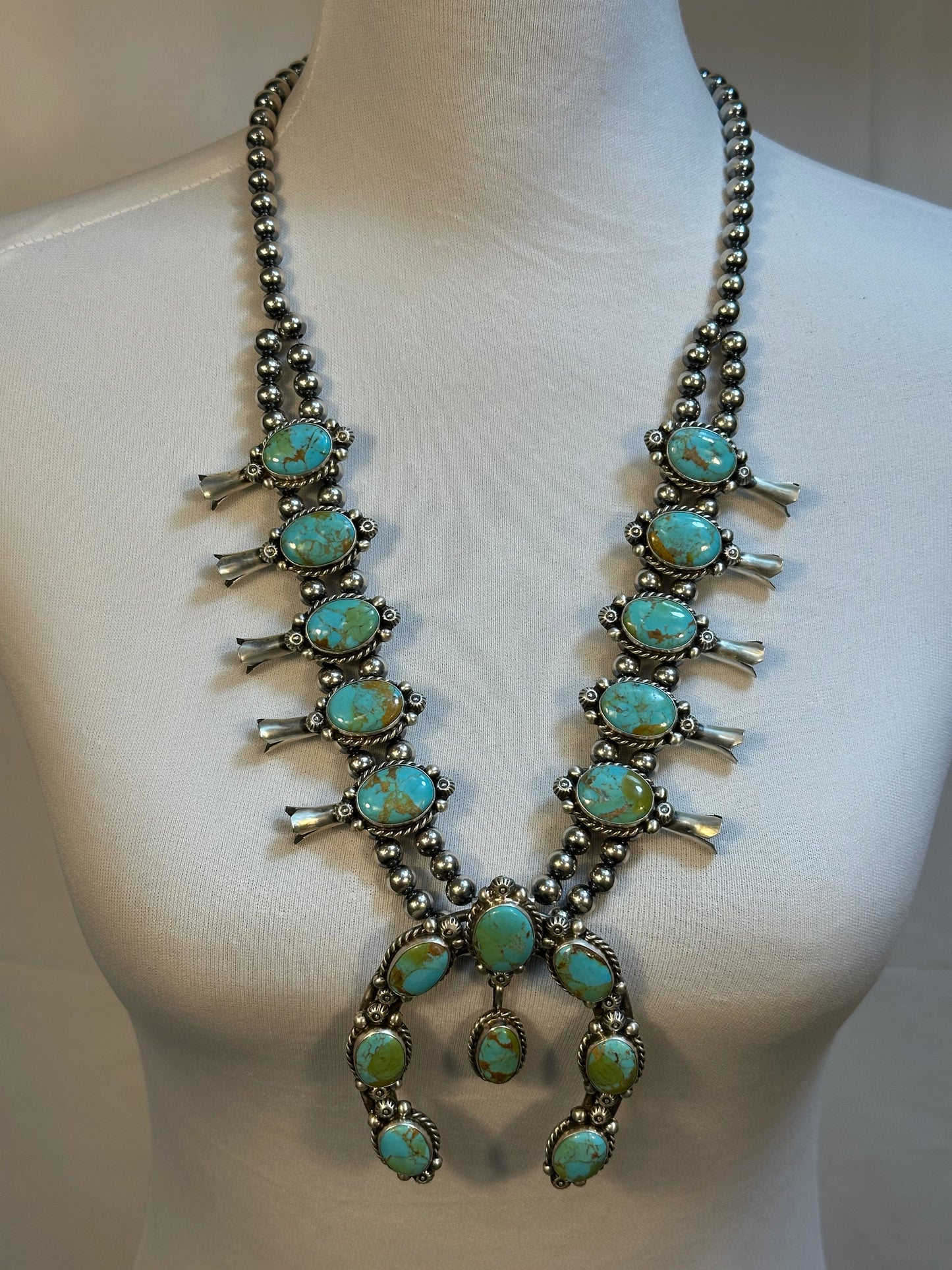 Kingman Turquoise Squash Necklace and Earring Set