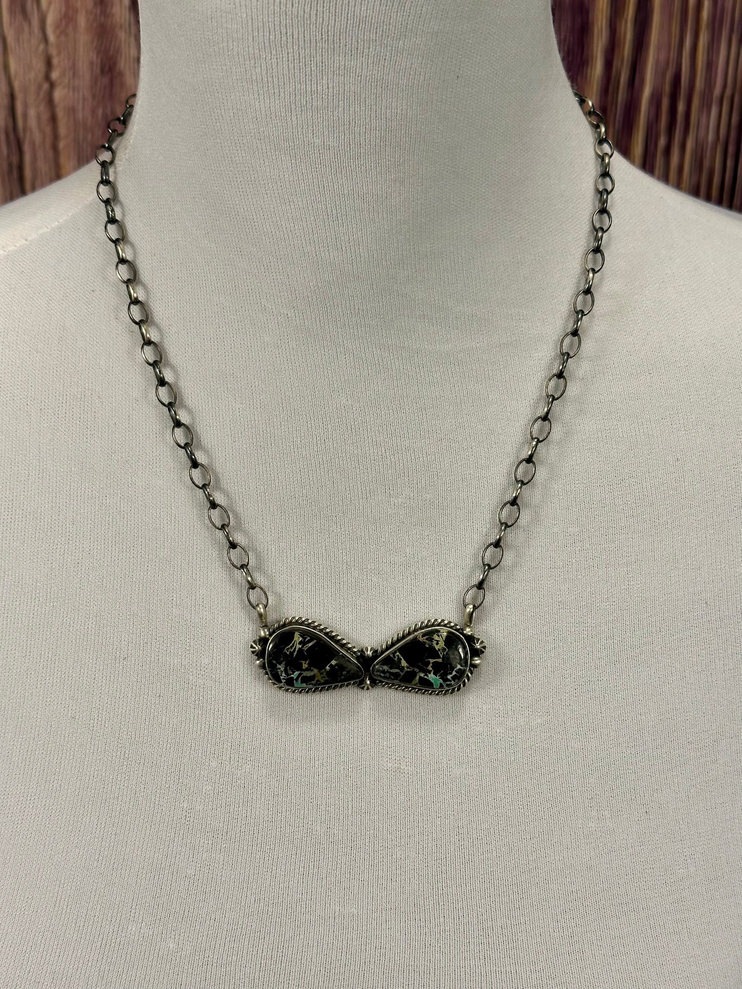 Black Jack 2 Stone Sterling Silver Necklace
