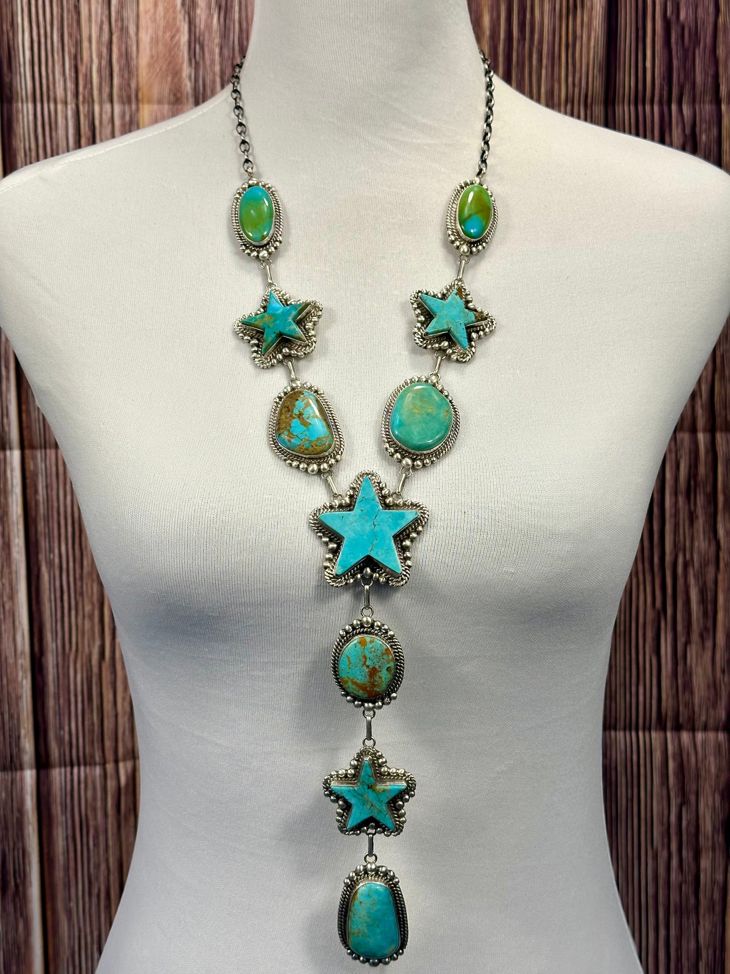 Kingman Turquoise Star Lariat Necklace Set