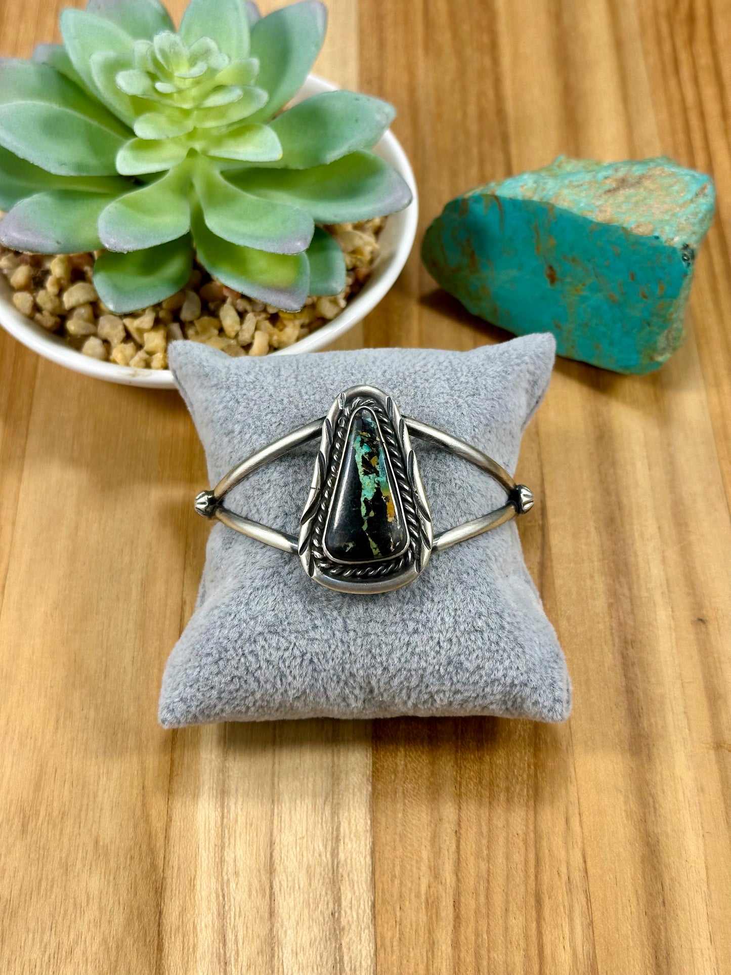 Black Jack Single Stone Turquoise Cuff Bracelet