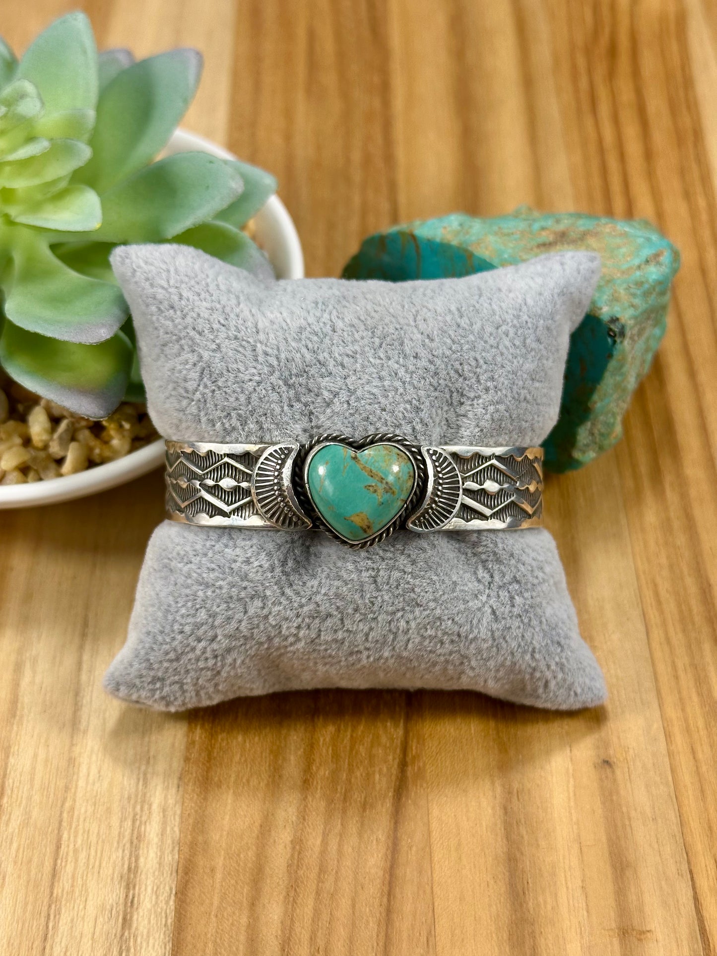 Kingman Turquoise Heart Sterling Cuff