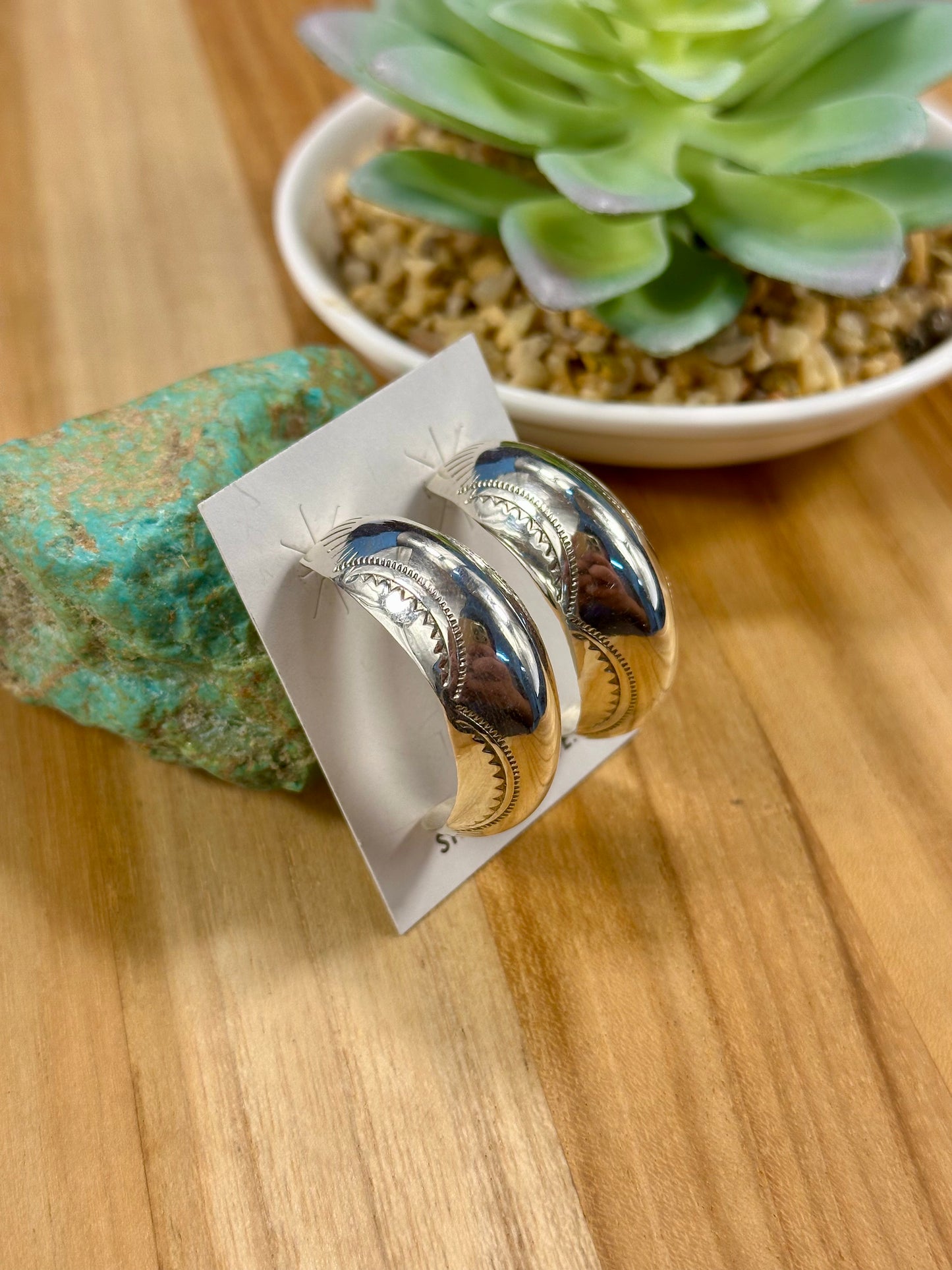 Sterling Silver Stud Hoop Earrings