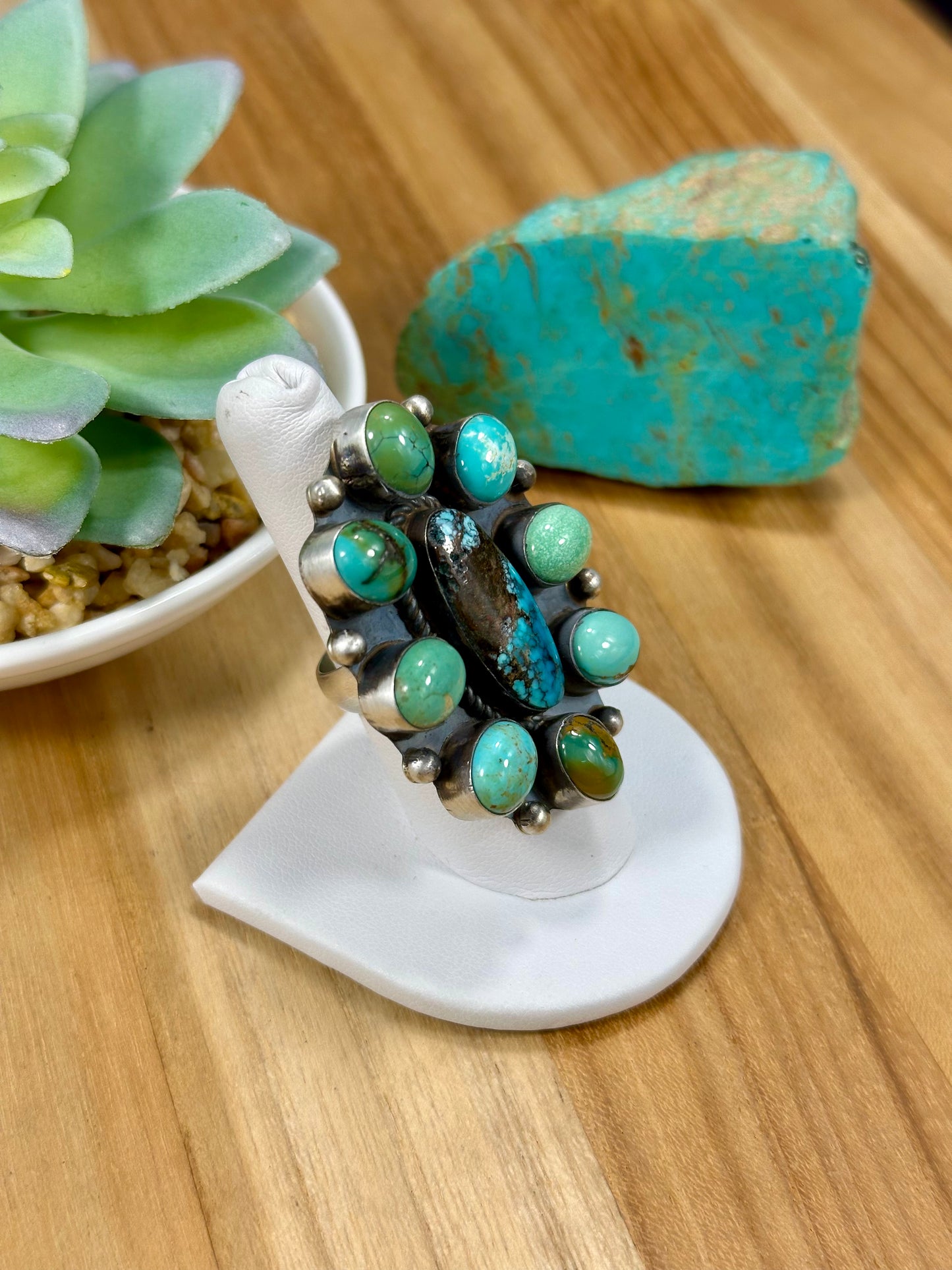 Hubei Turquoise Floral Cluster Ring