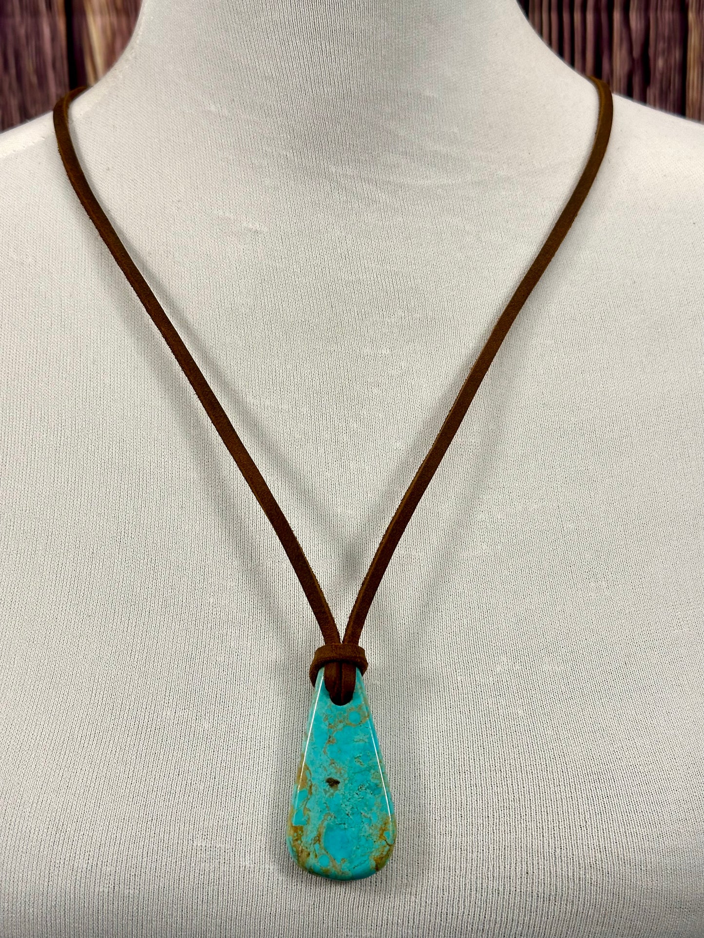 Leather Kingman Adjustable Slab Necklace