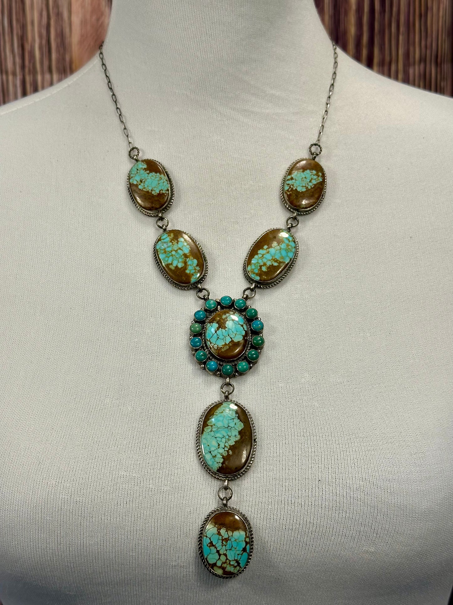 #8 Turquoise Sterling Silver Lariat Necklace