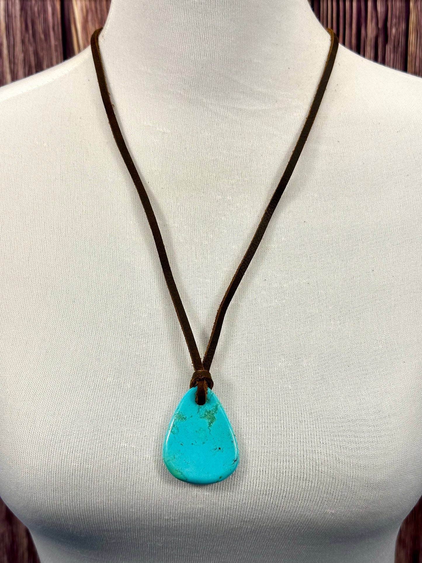 Leather Kingman Adjustable Slab Necklace