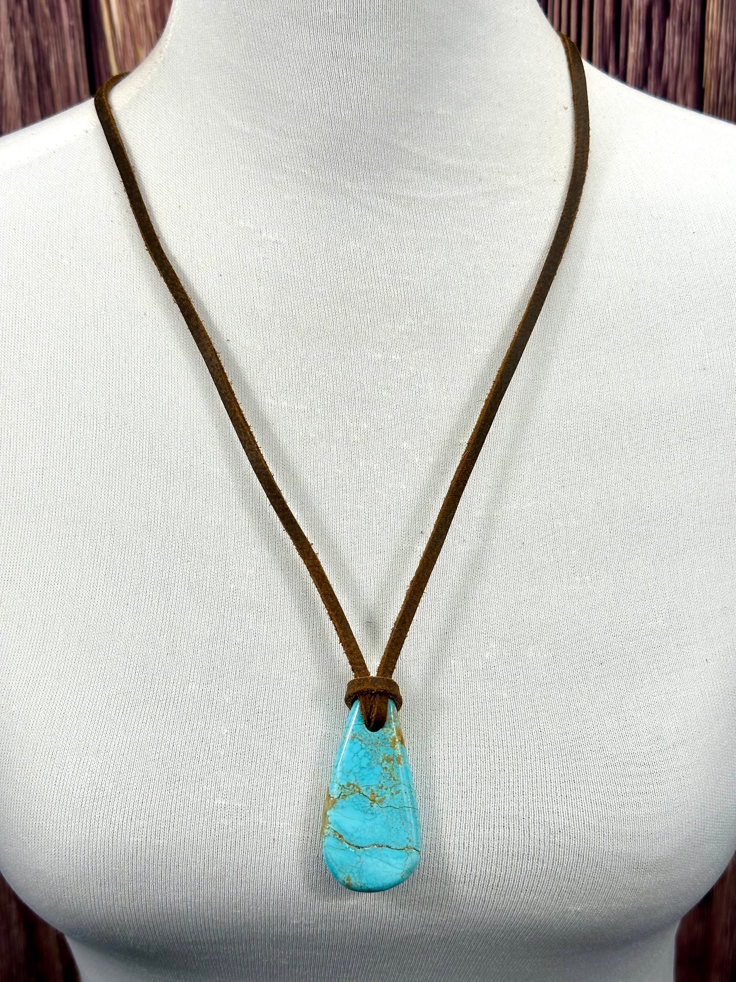 Leather Kingman Adjustable Slab Necklace
