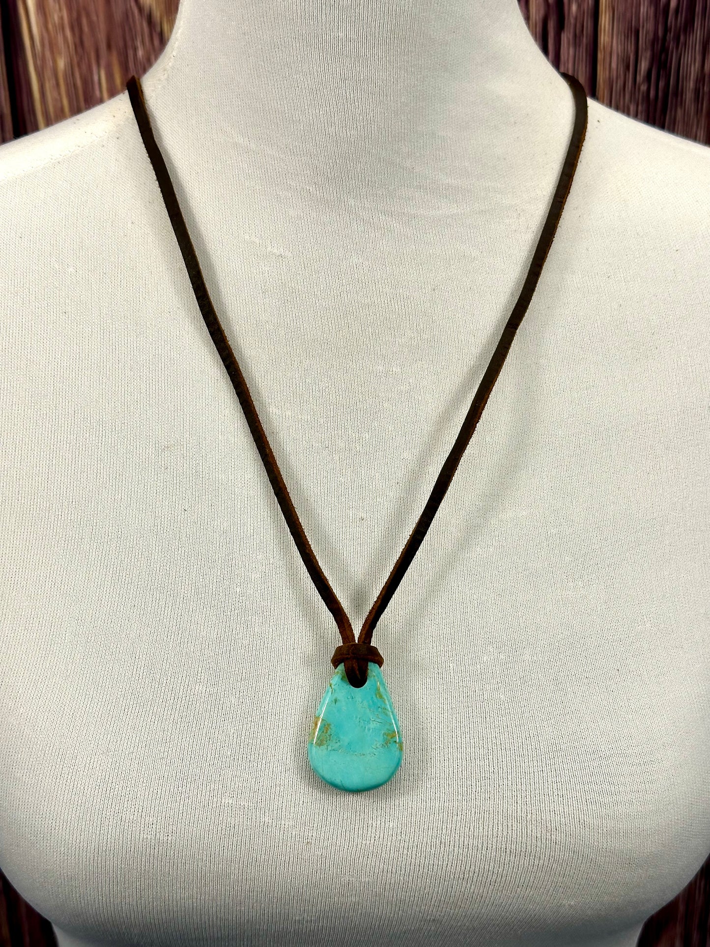 Leather Kingman Adjustable Slab Necklace
