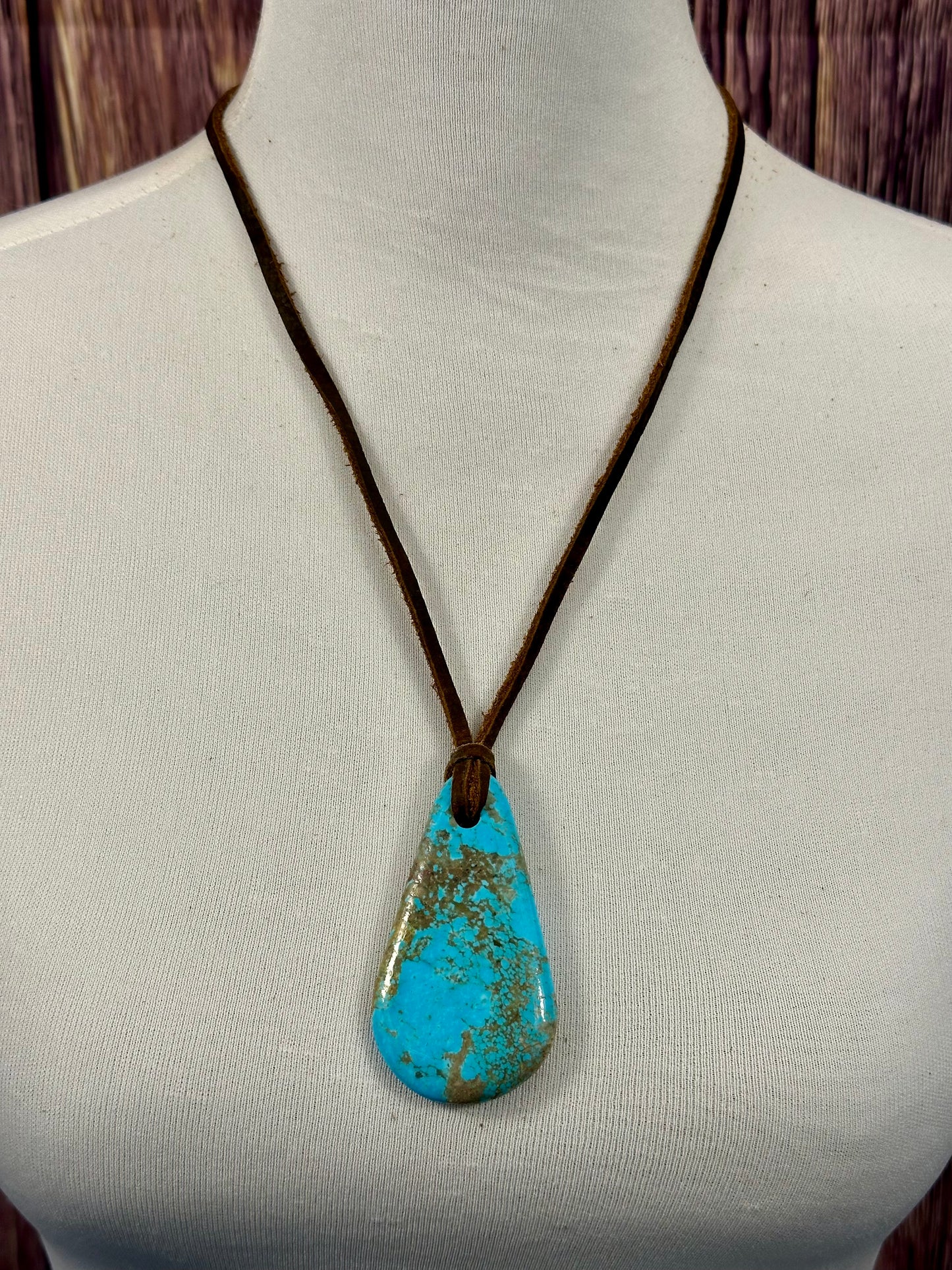Leather Kingman Adjustable Slab Necklace