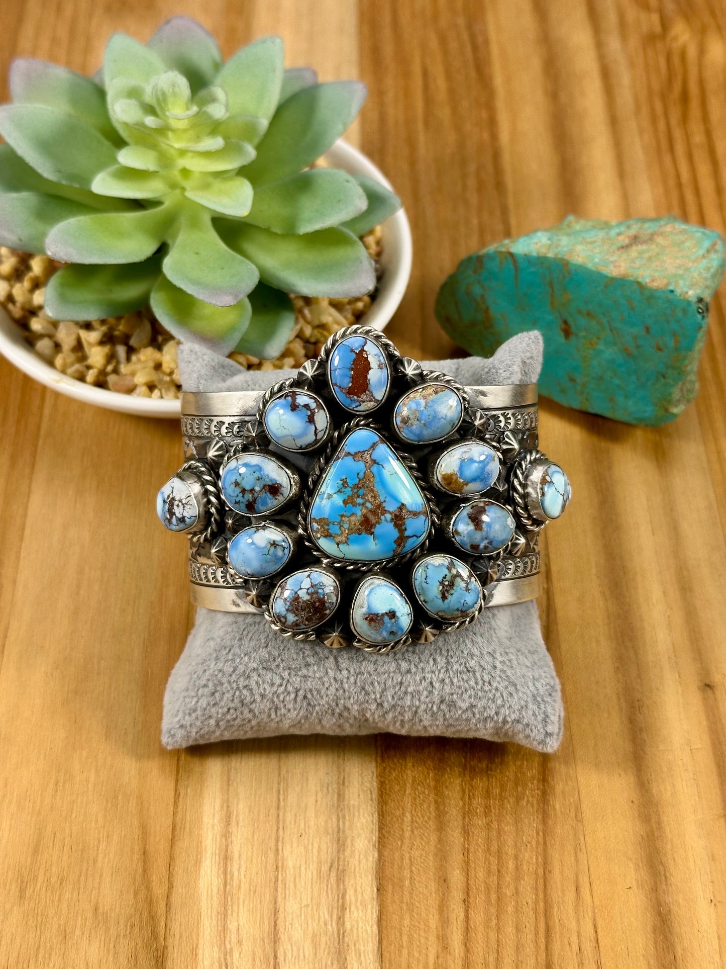Golden Hills Floral Cluster Sterling Cuff