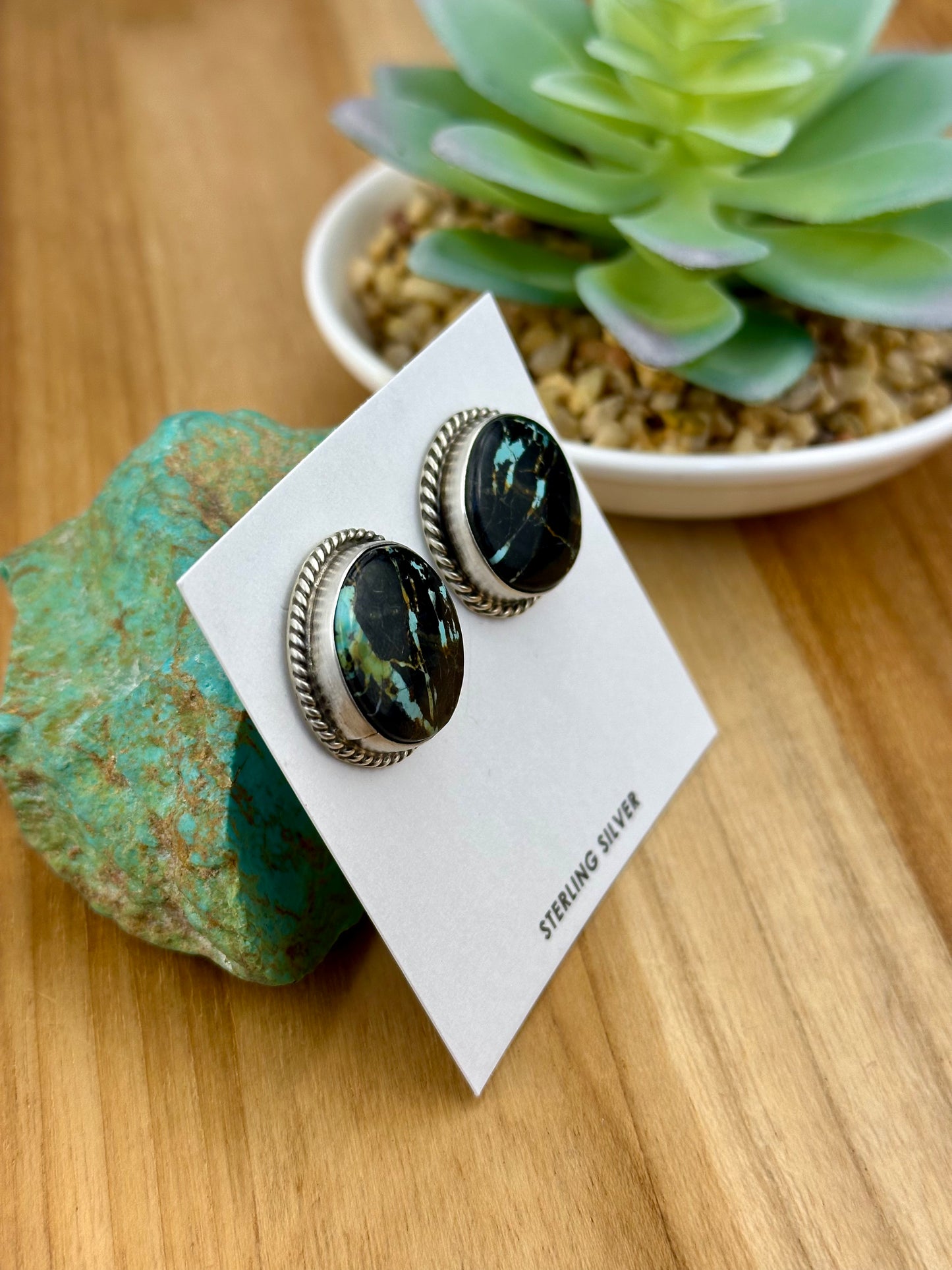 BlackJack Oval Sterling Silver Studs