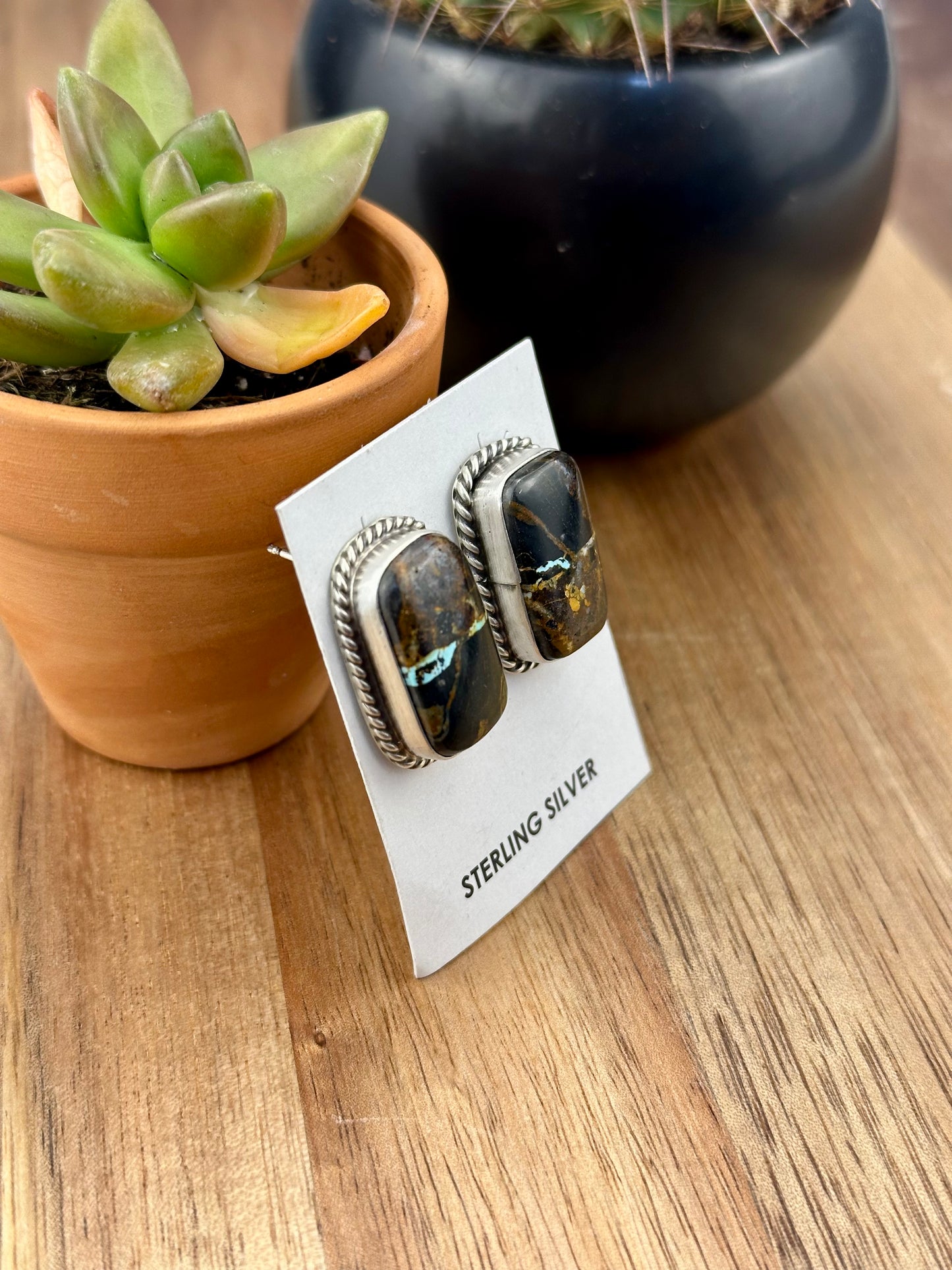Blackjack Rectangle Stud Earrings