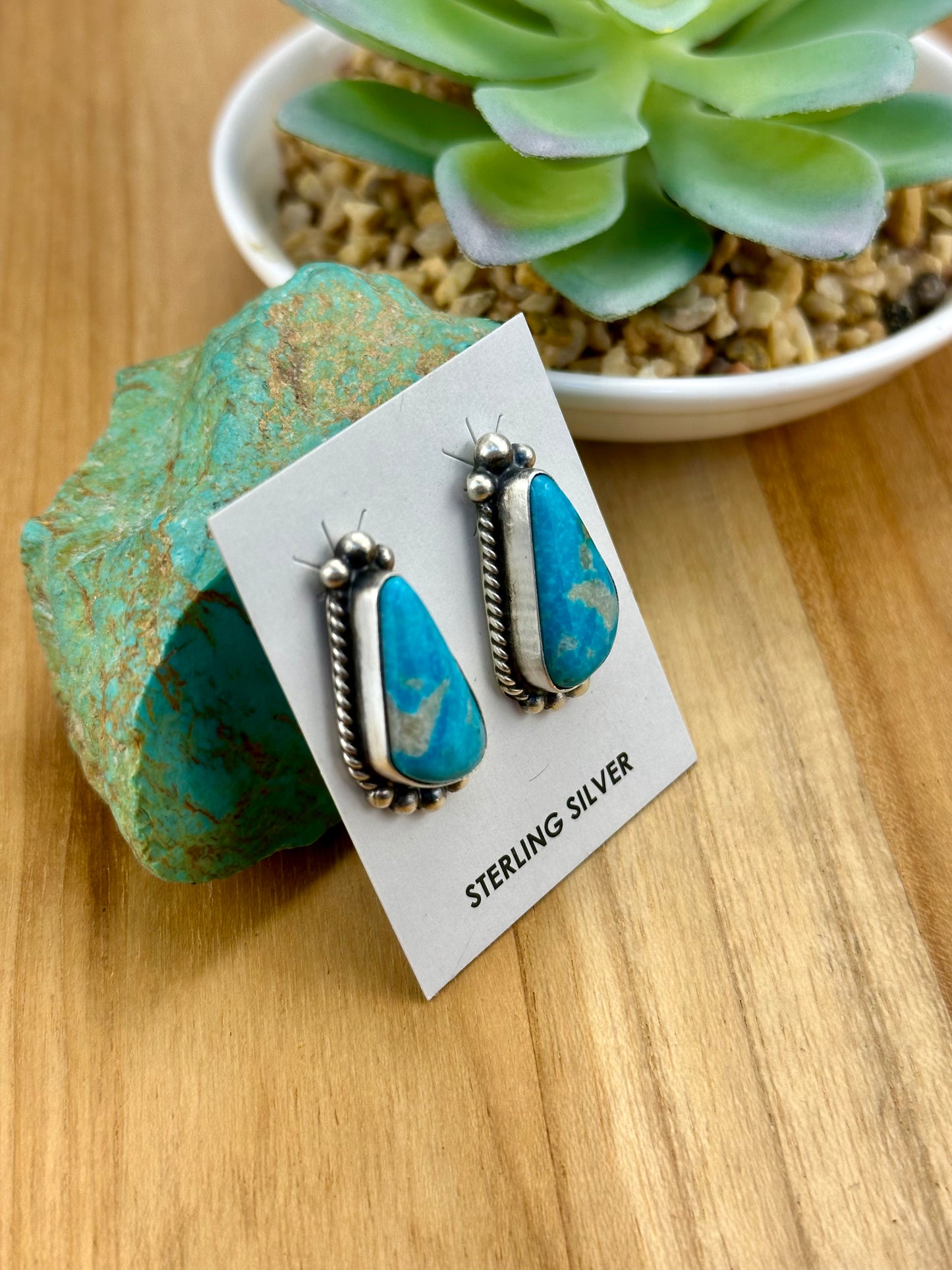 Kingman Turquoise Teardrop Studs